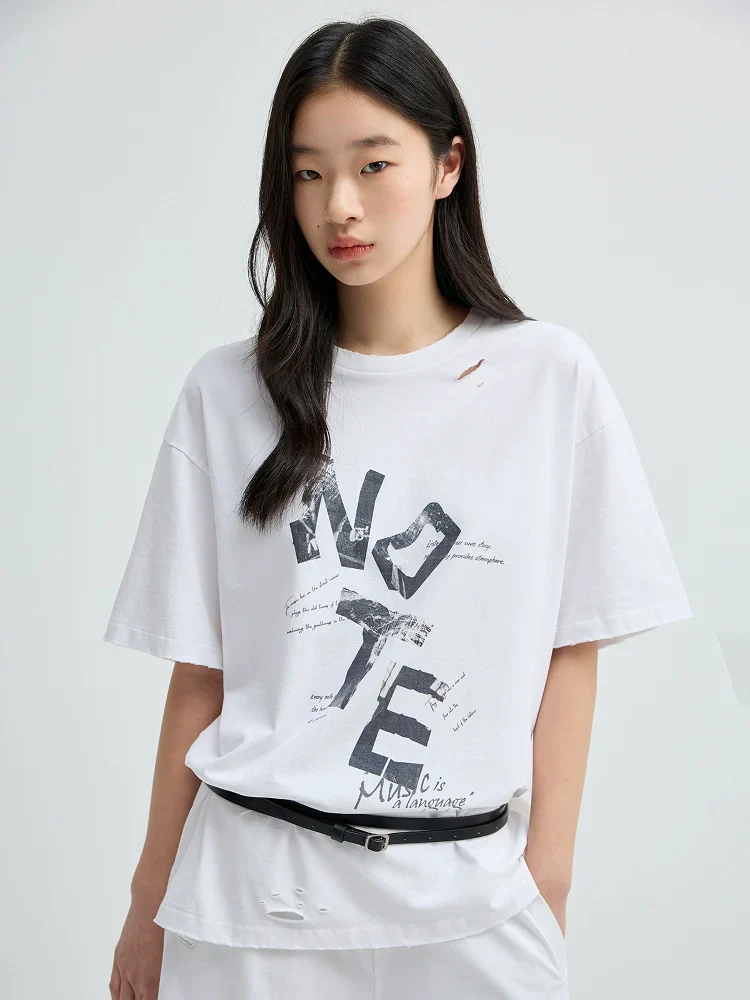 Distressed NOTE Graphic Oversized Tee - Image 3