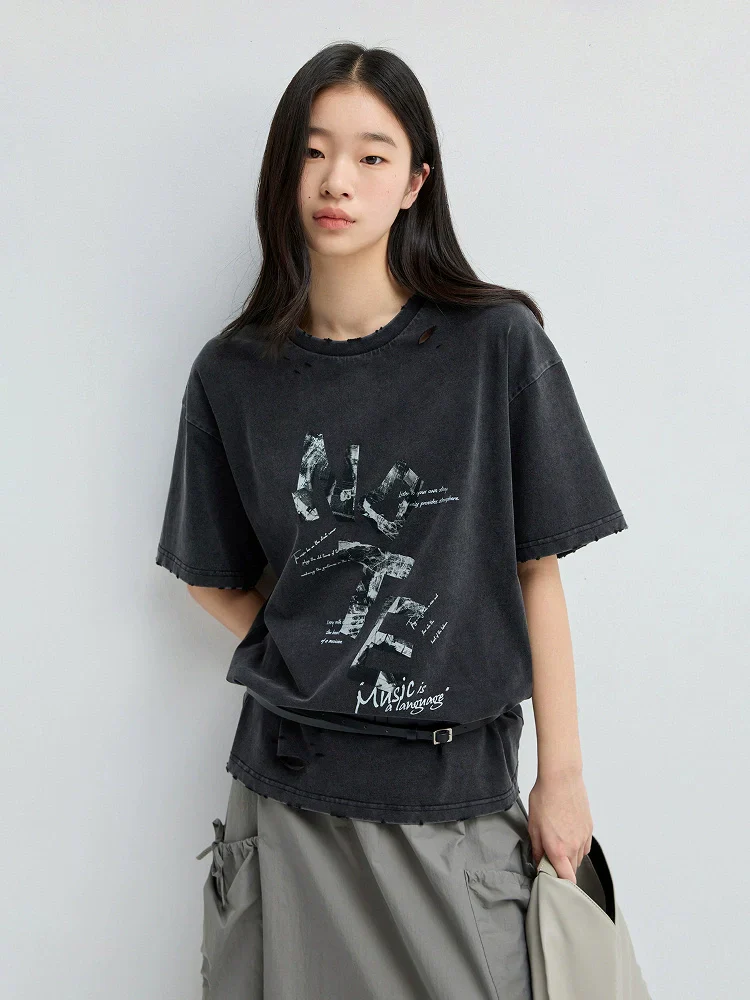 Distressed NOTE Graphic Oversized Tee - Image 5
