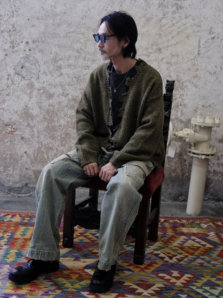 Distressed Olive Cardigan - Image 2