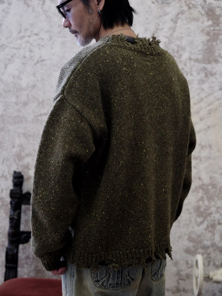 Distressed Olive Cardigan - Image 3