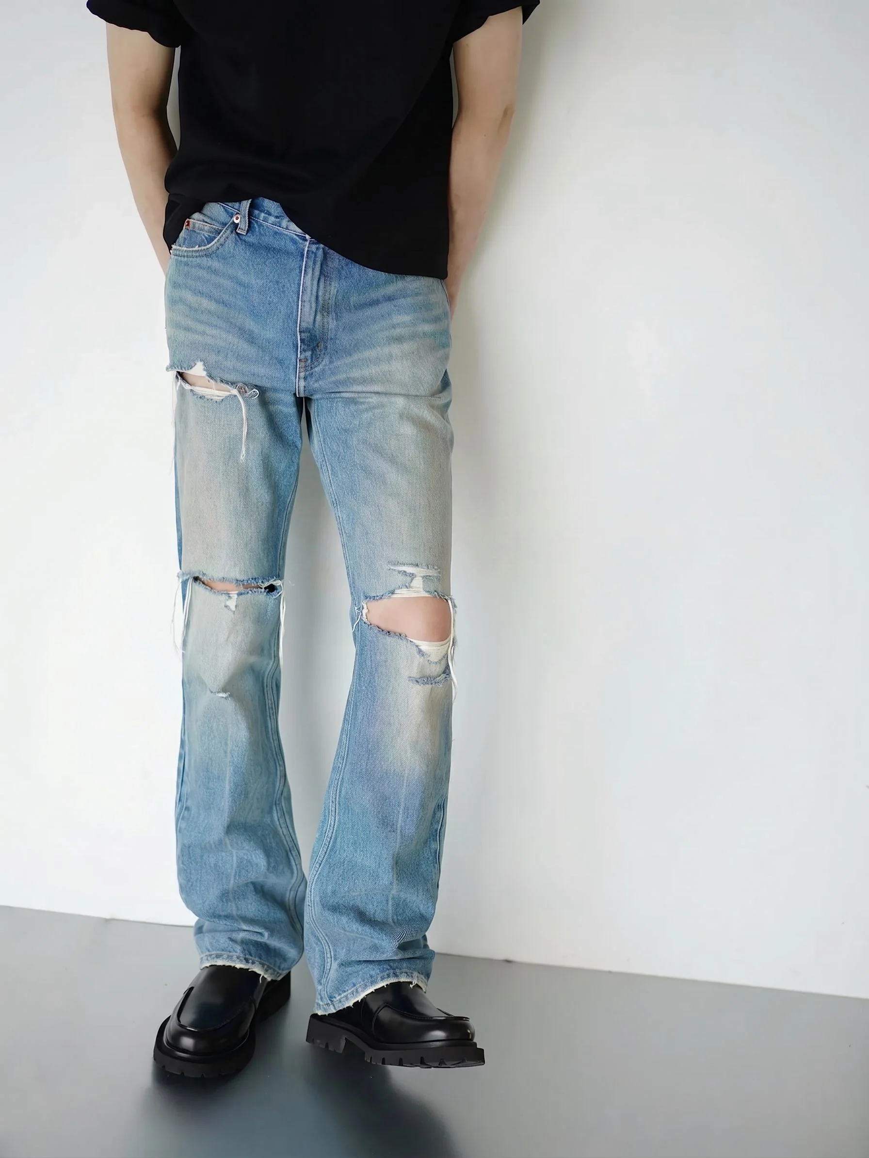 Distressed Patchwork Jeans