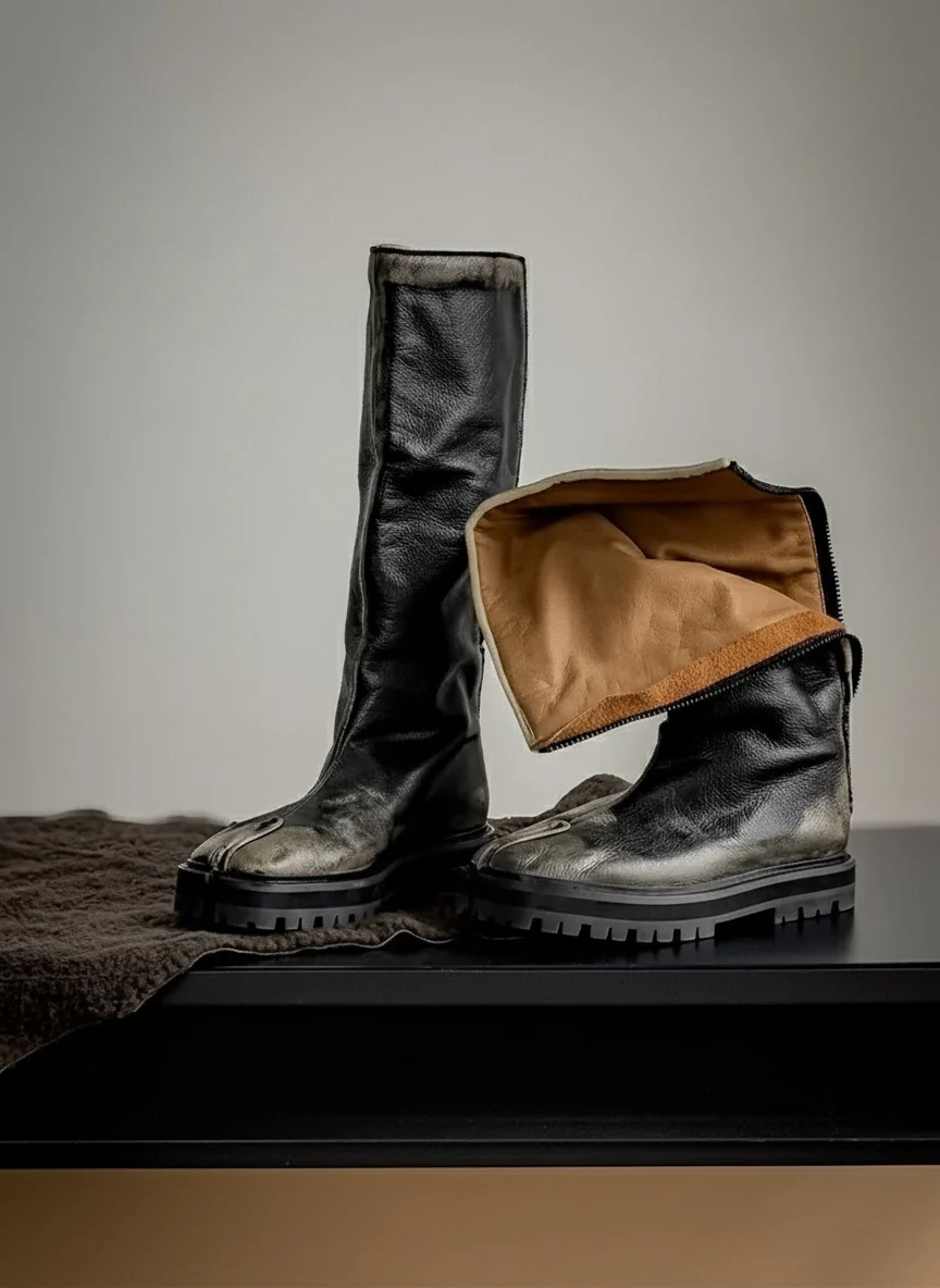 Distressed Tabi Lug Boots