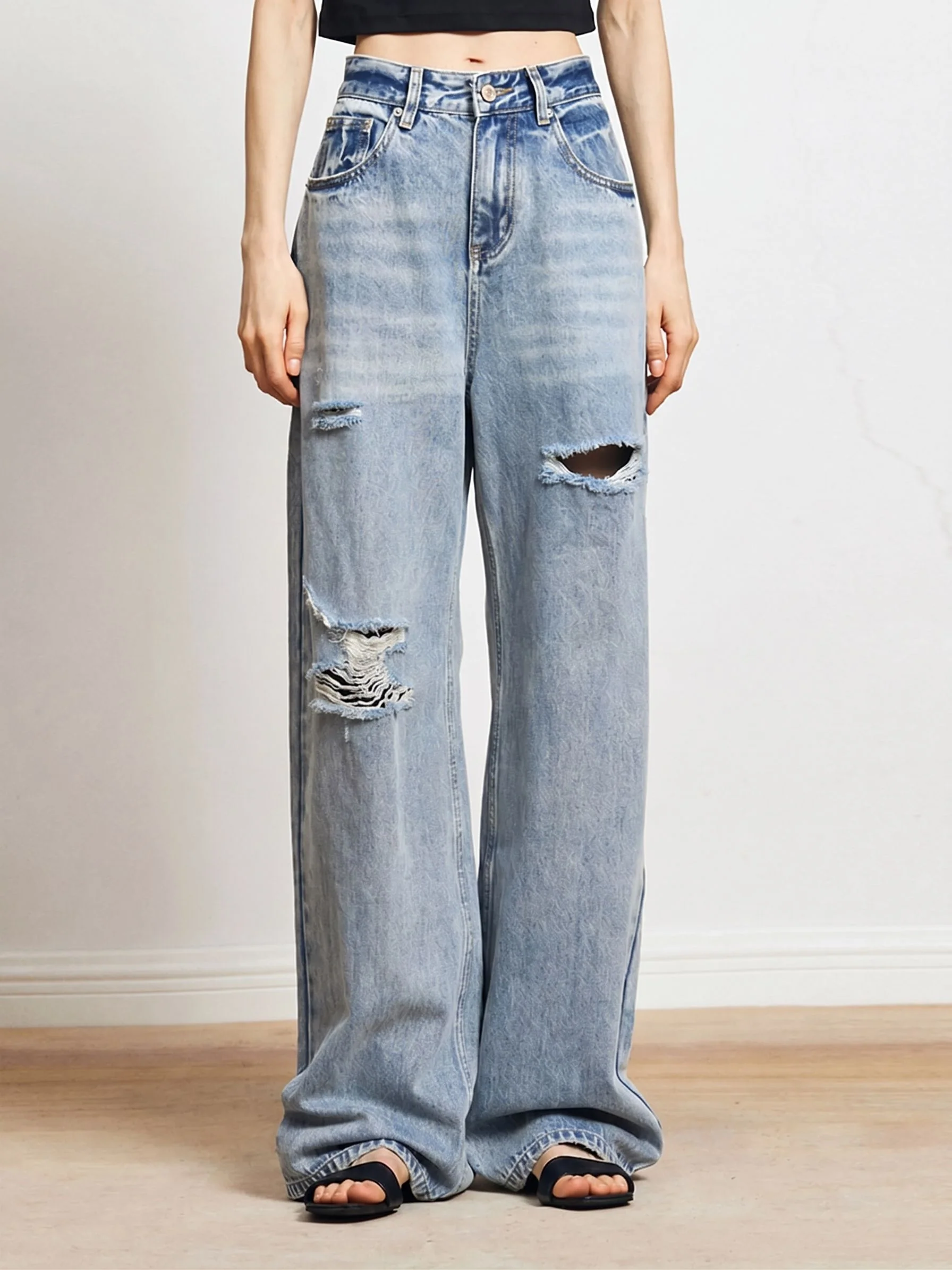 Distressed Wide-Leg Jeans - Image 2