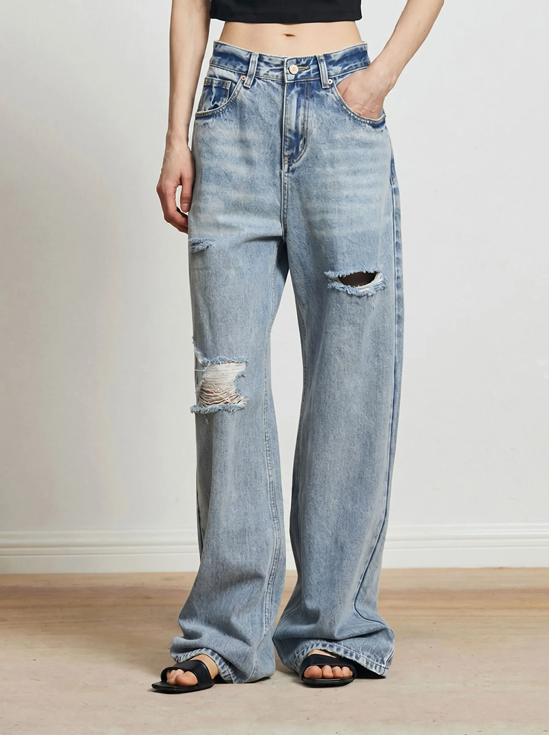 Distressed Wide-Leg Jeans - Image 5