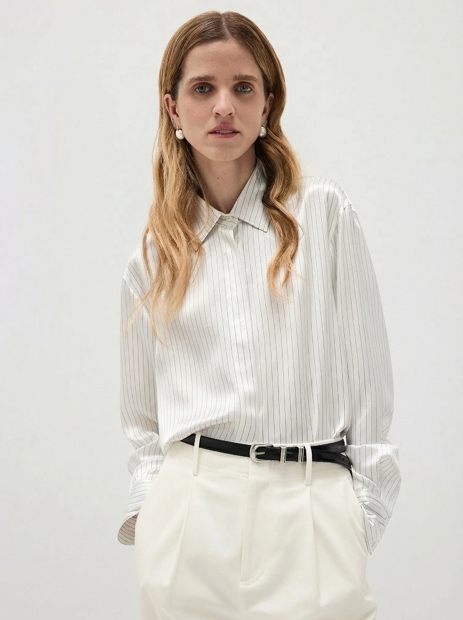Doreen Silk Striped Shirt - Image 2