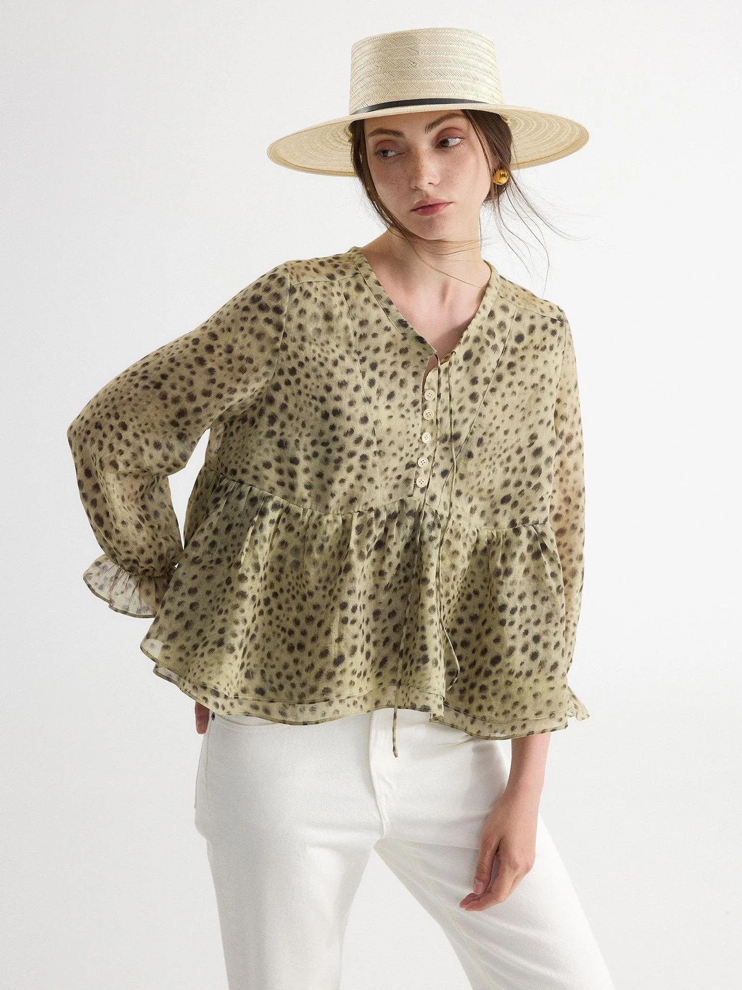 Dot Peplum Blouse - Image 2
