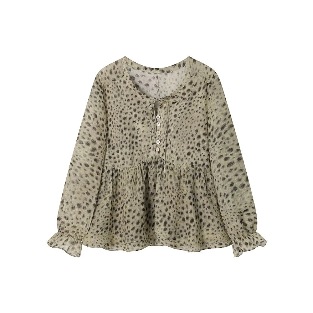 Dot Peplum Blouse - Image 7
