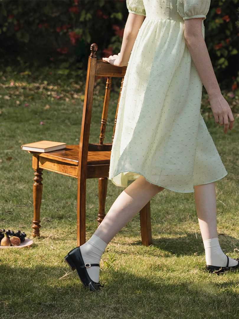 Dotted Puff Sleeve Dress - Image 4