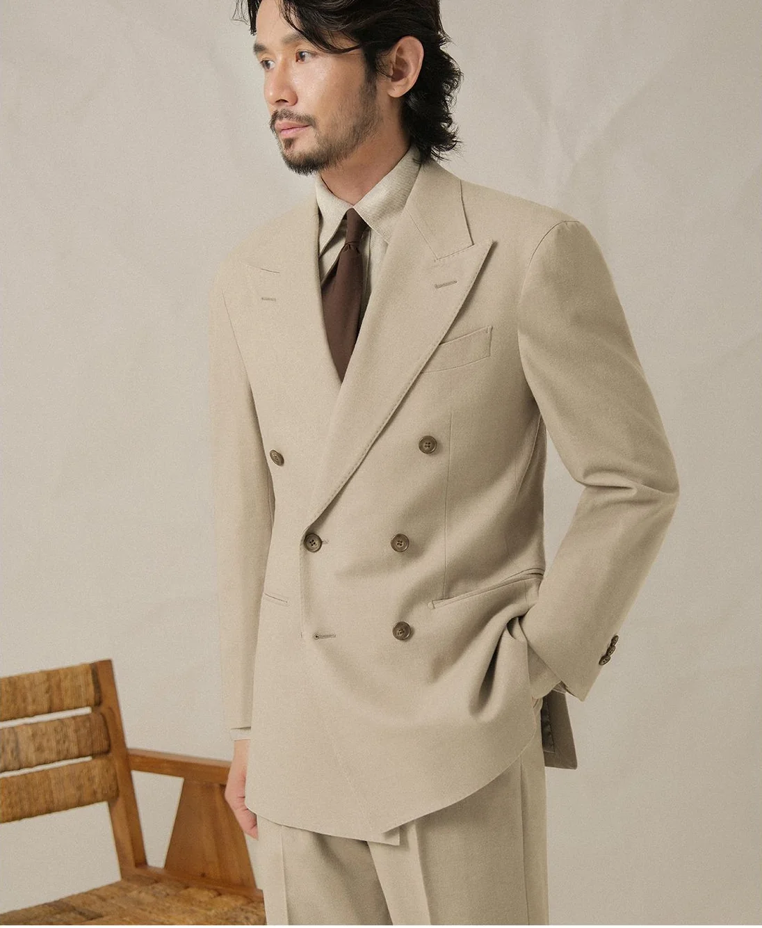 Double-Breasted Beige Suit - Image 3