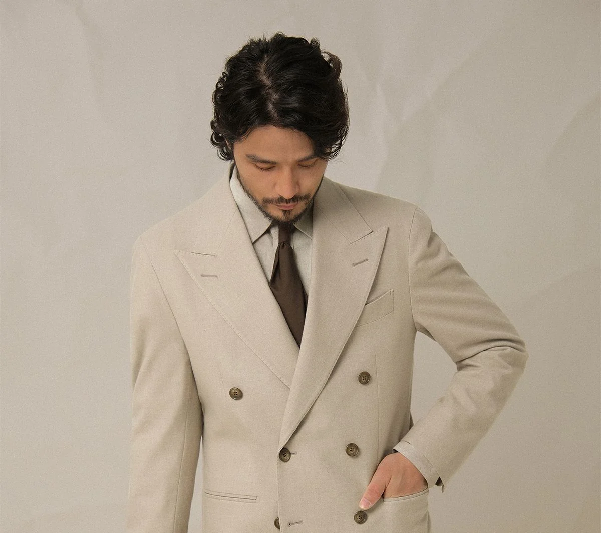 Double-Breasted Beige Suit - Image 4