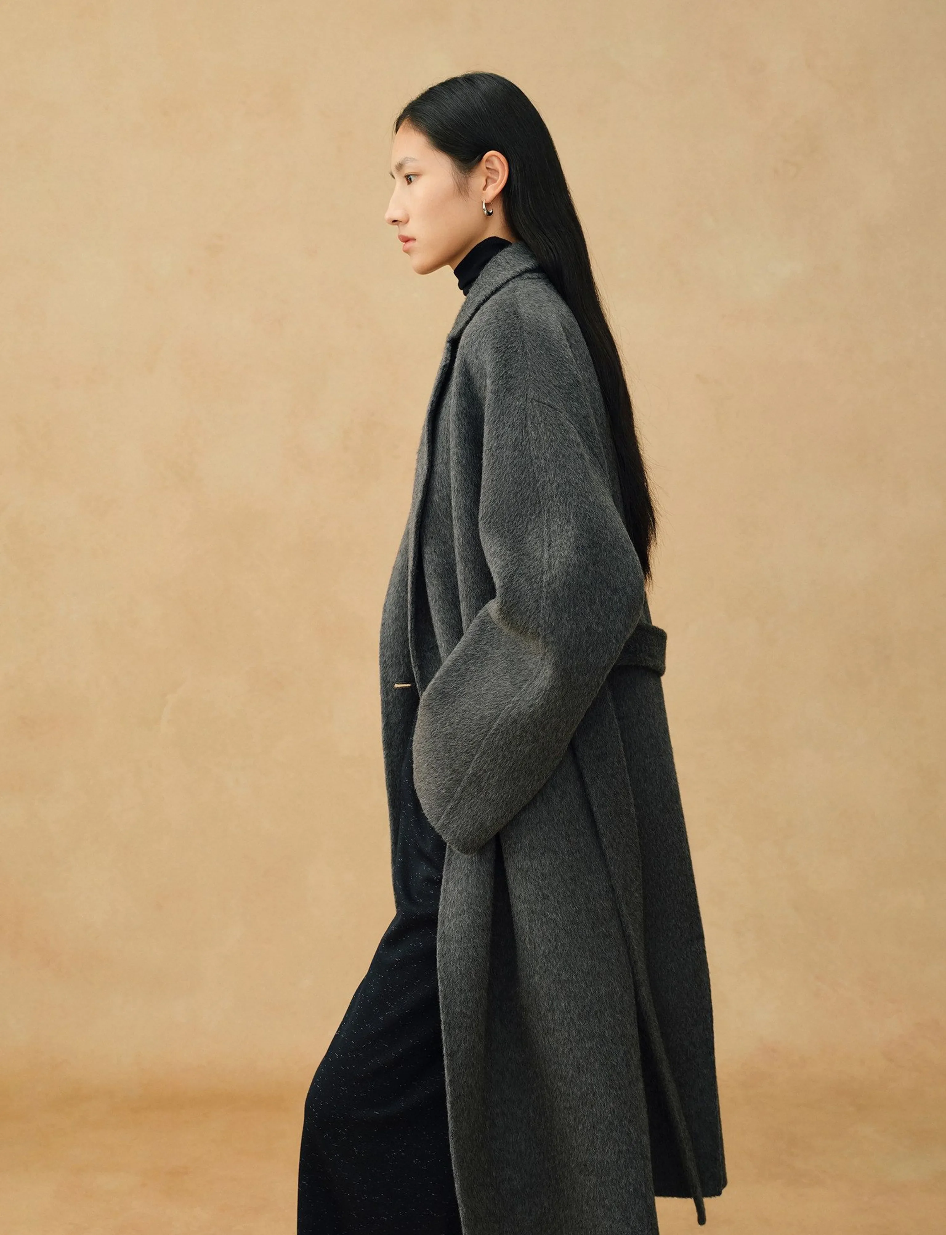 Double-Breasted Camel Wool Belted Coat - Image 3