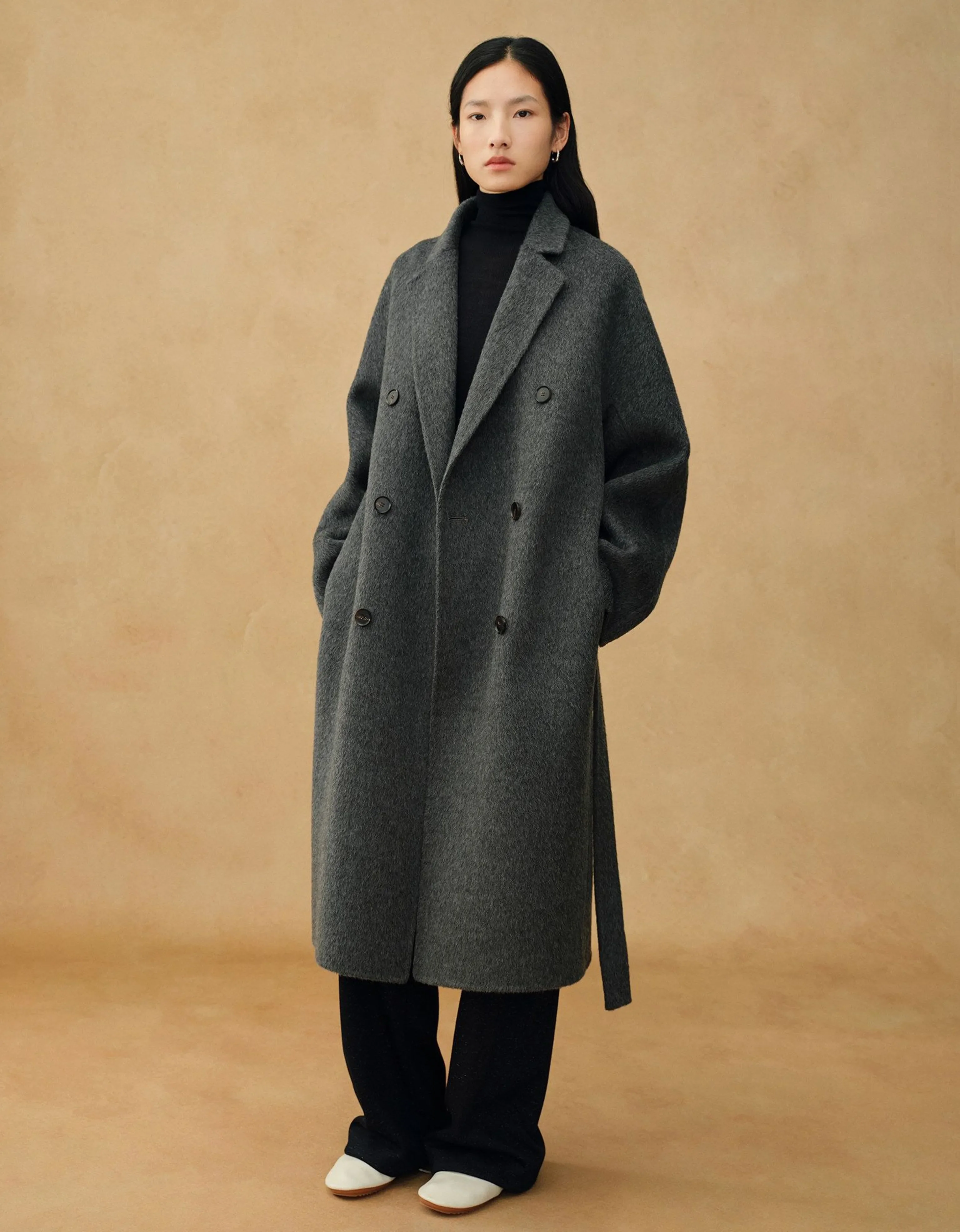 Double-Breasted Camel Wool Belted Coat - Image 4