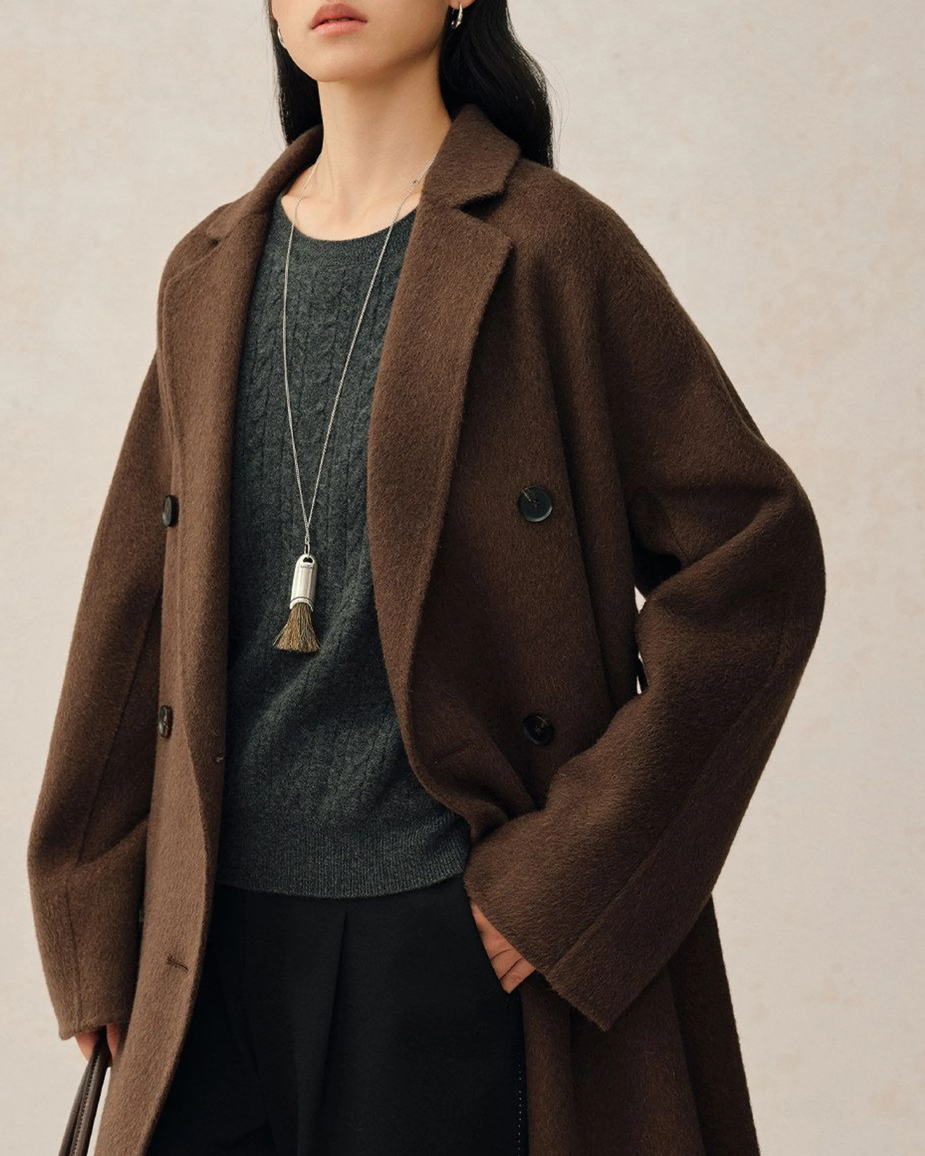 Double-Breasted Camel Wool Belted Coat - Image 5