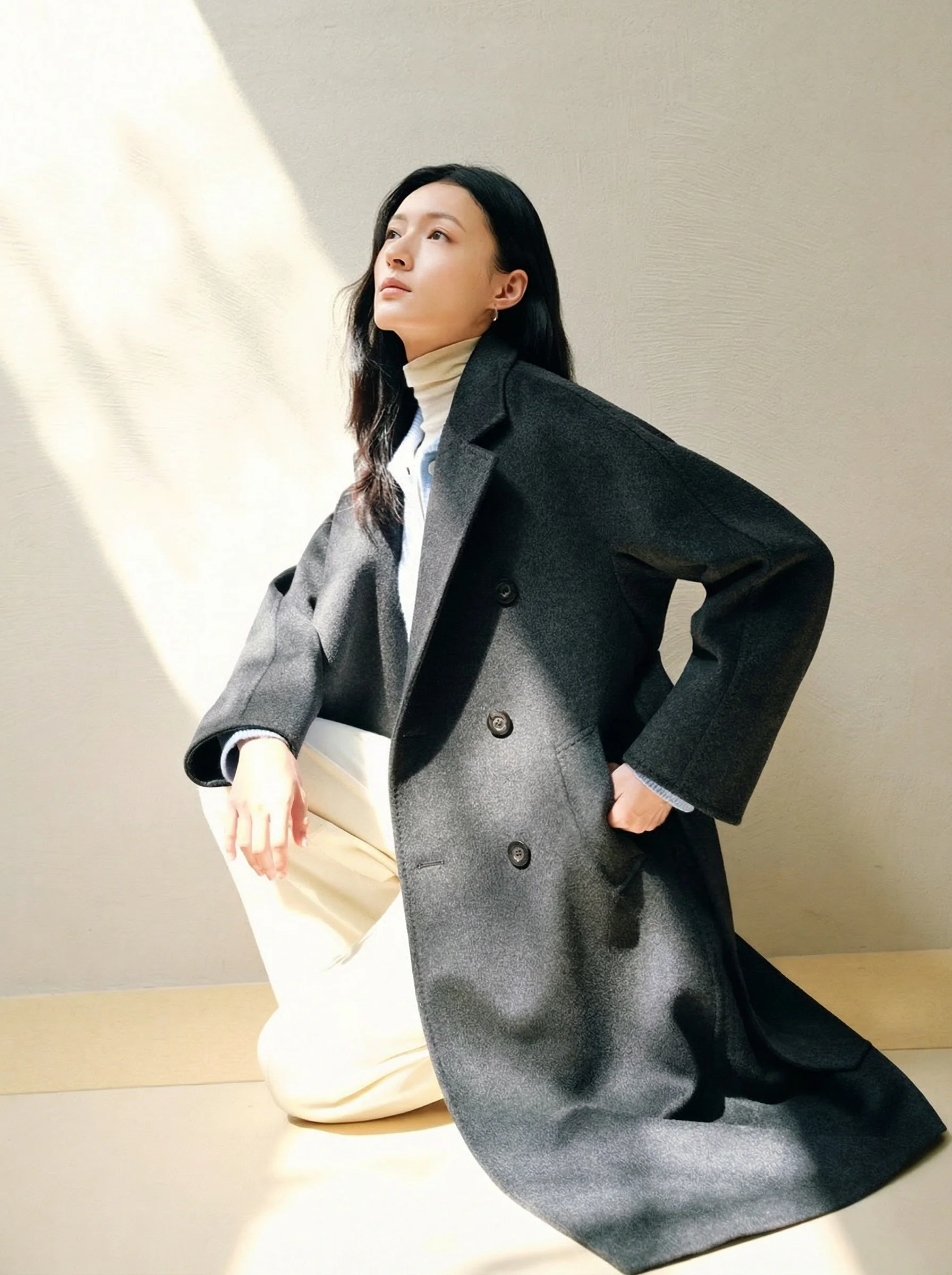Double-Breasted Cashmere Blend Belted Coat