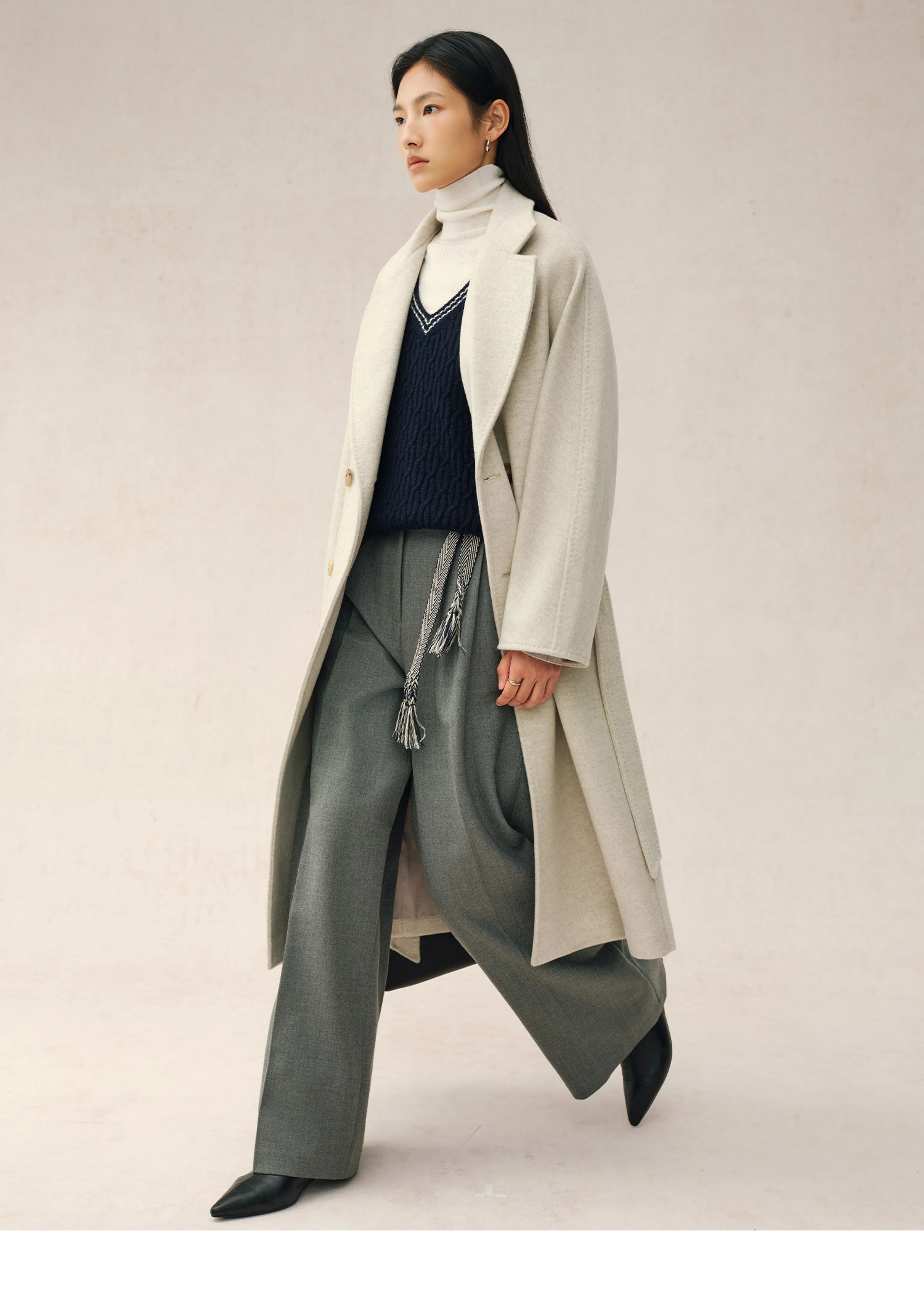 Double-Breasted Cashmere Blend Belted Coat - Image 2