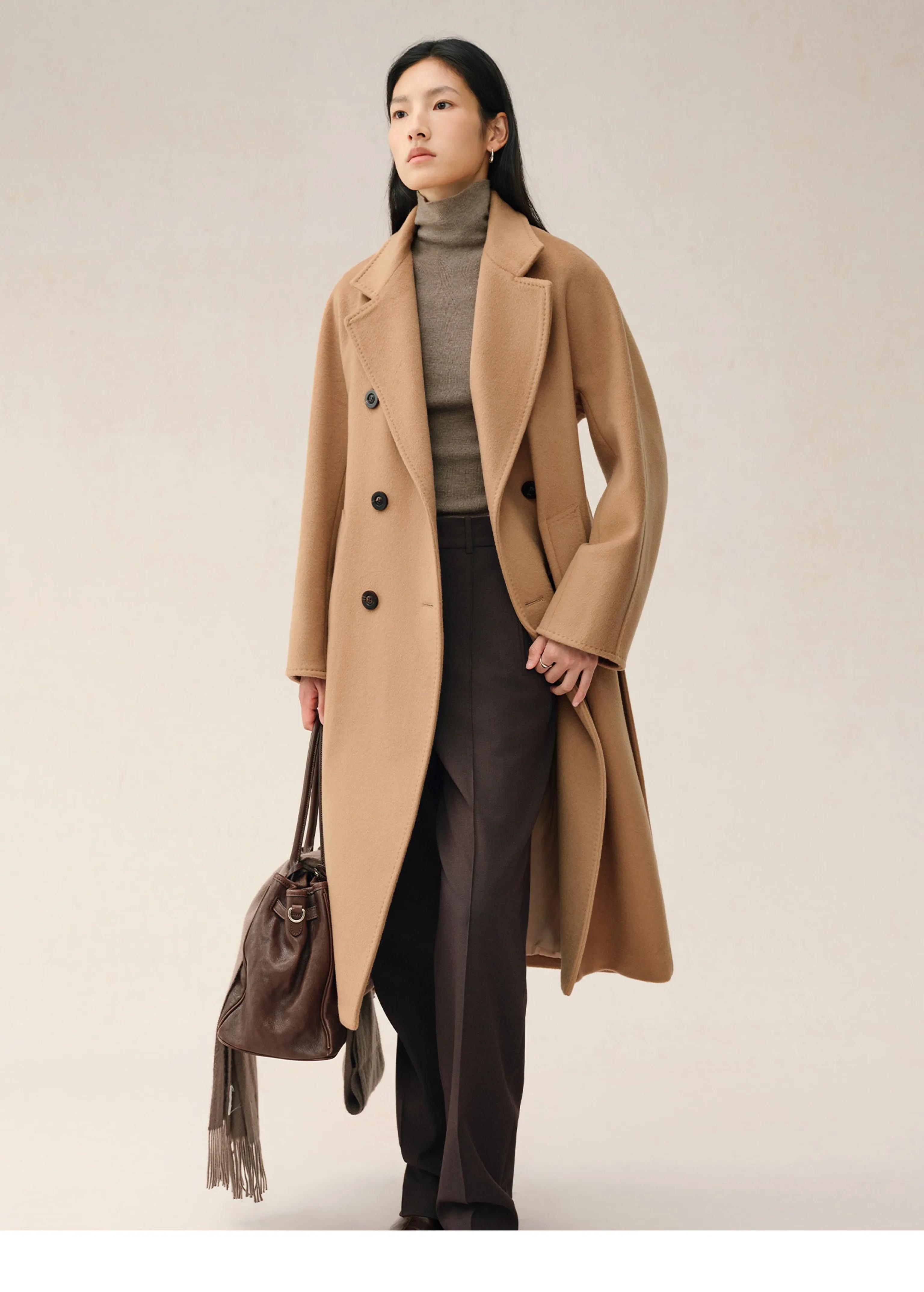 Double-Breasted Cashmere Blend Belted Coat - Image 3
