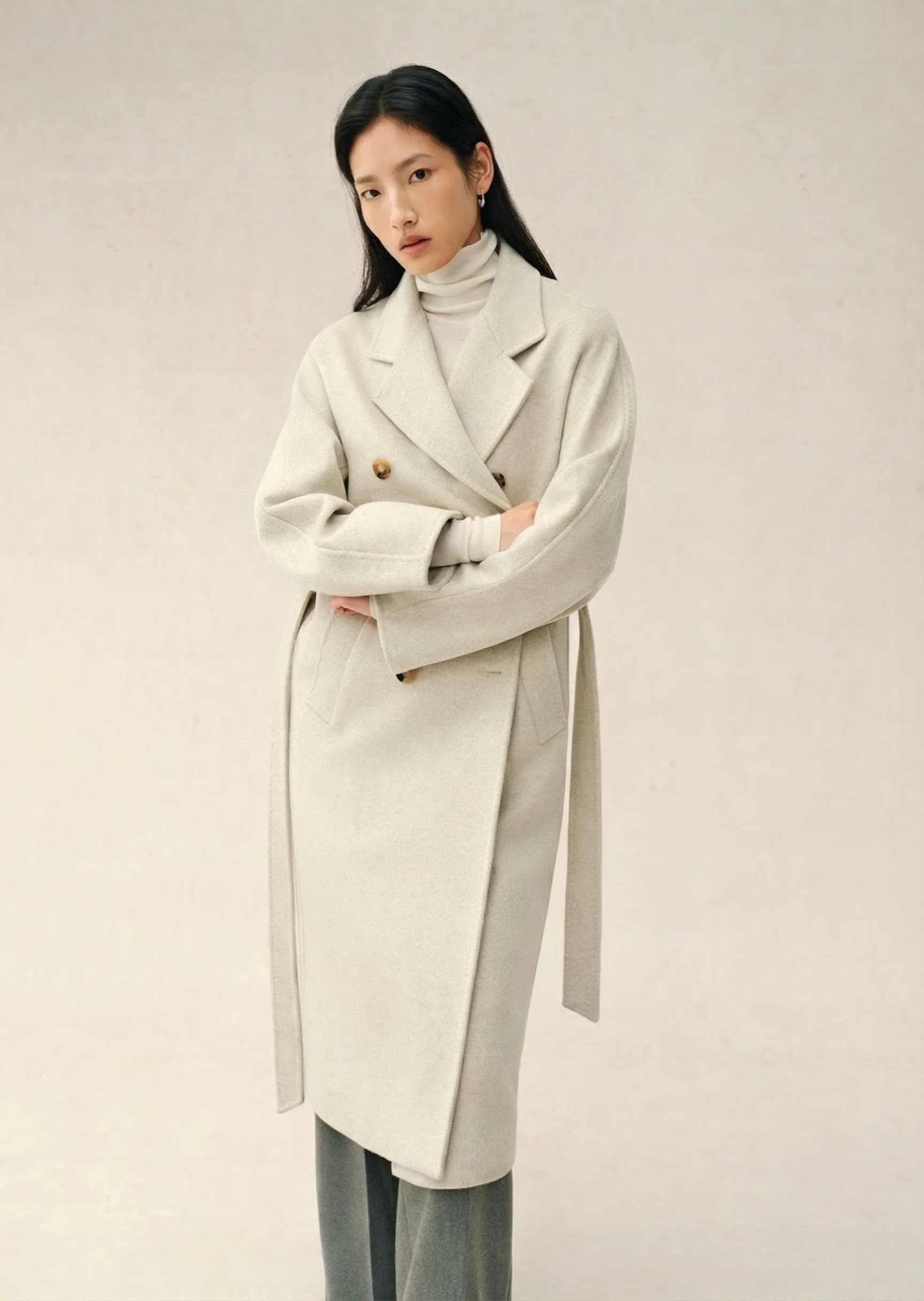 Double-Breasted Cashmere Blend Belted Coat - Image 4