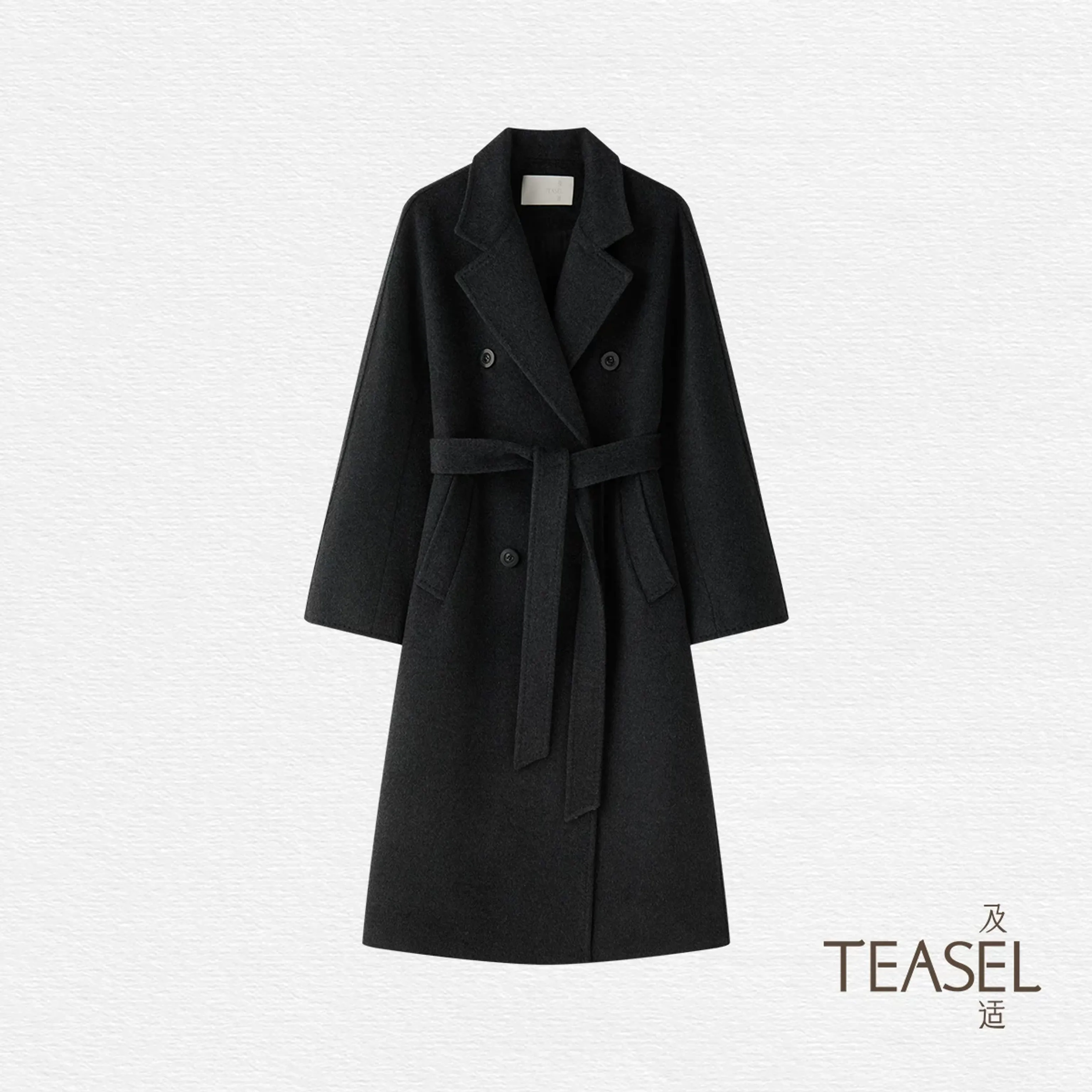 Double-Breasted Cashmere Blend Belted Coat - Image 8