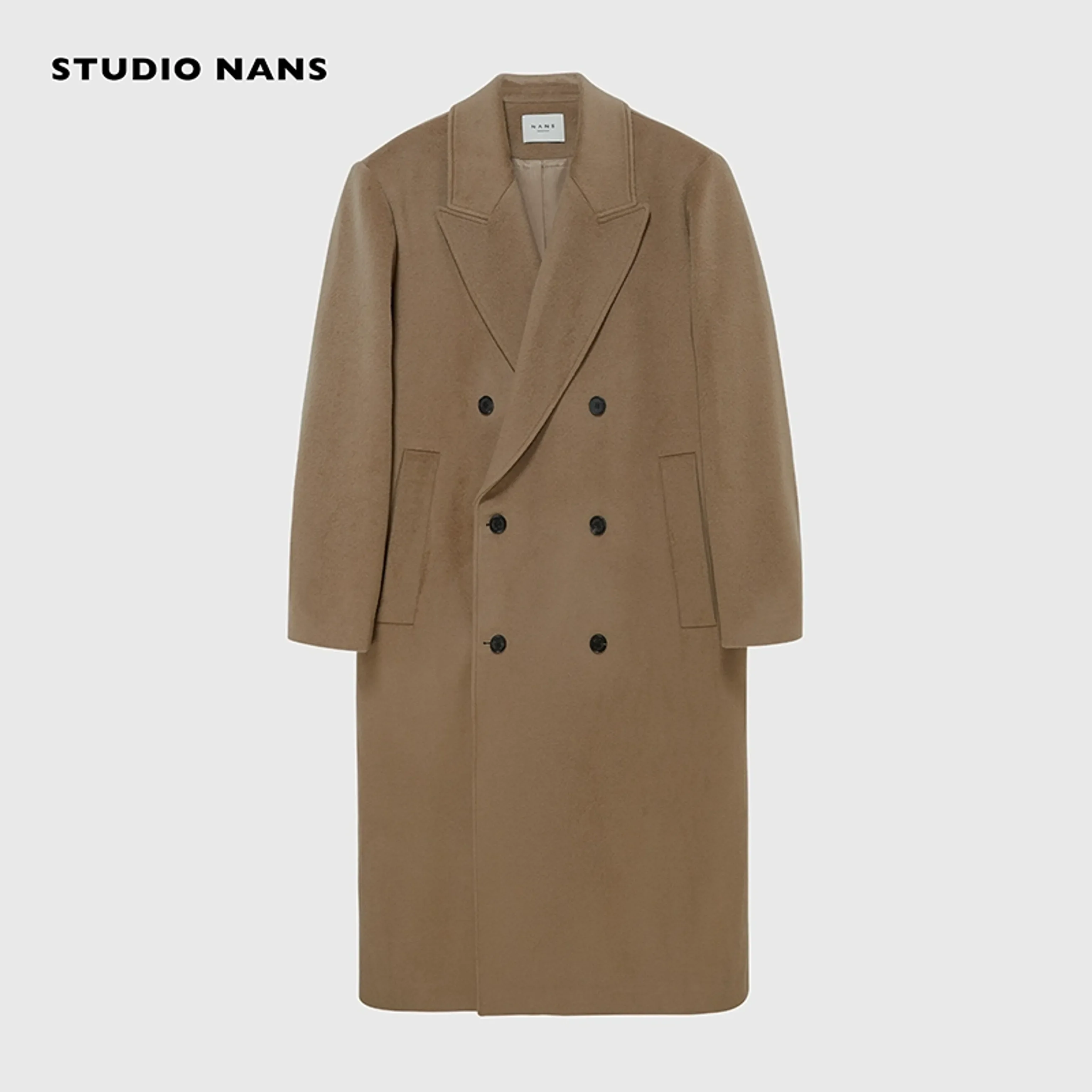 Double-Breasted Herringbone Coat - Image 6