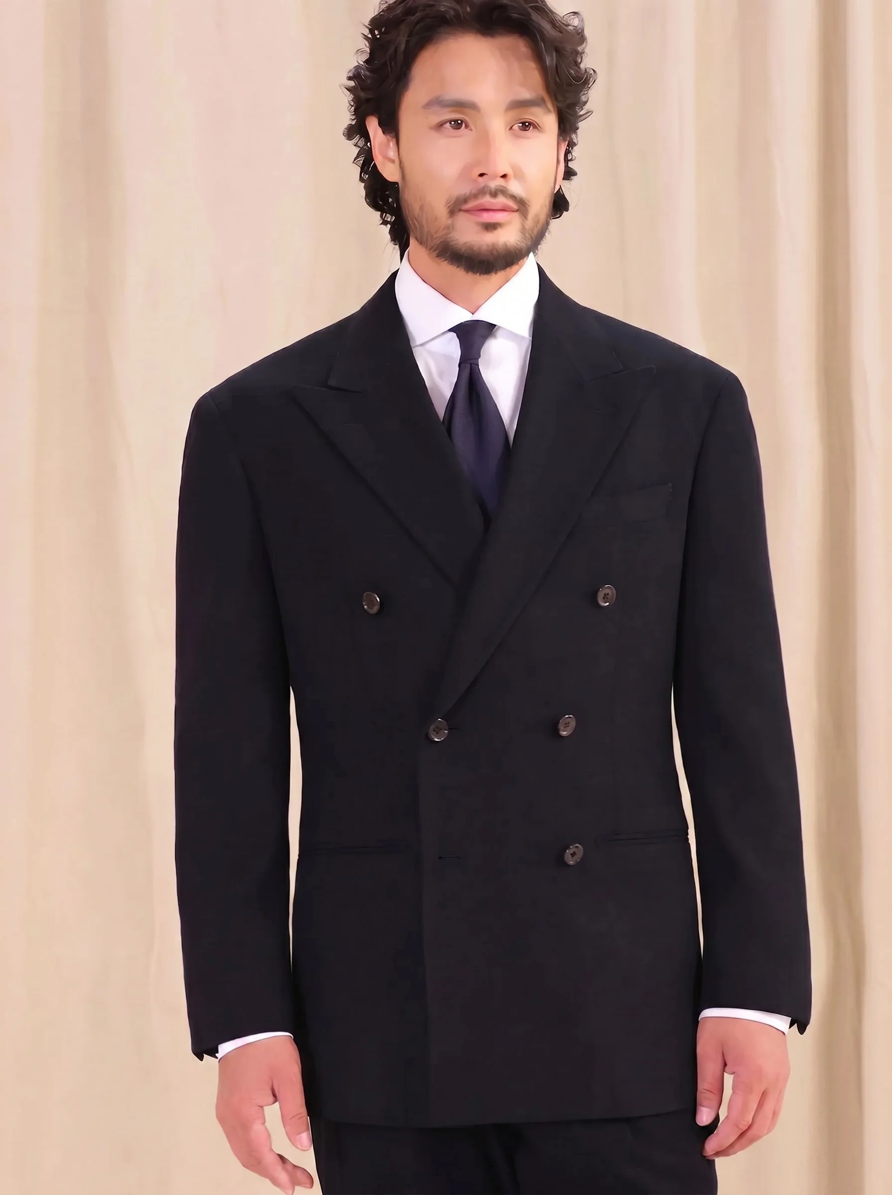 Double-Breasted Herringbone Suit