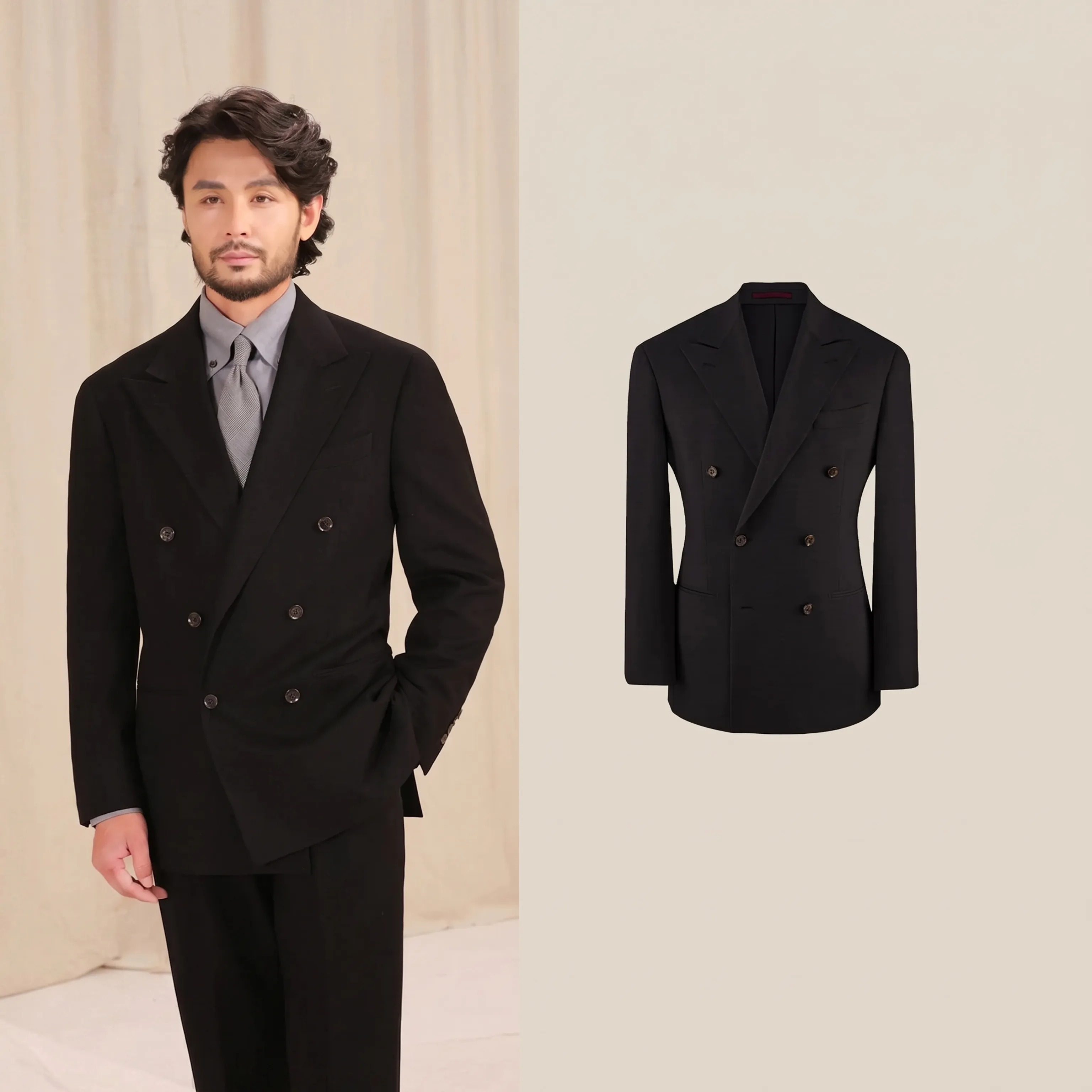 Double-Breasted Herringbone Suit - Image 10