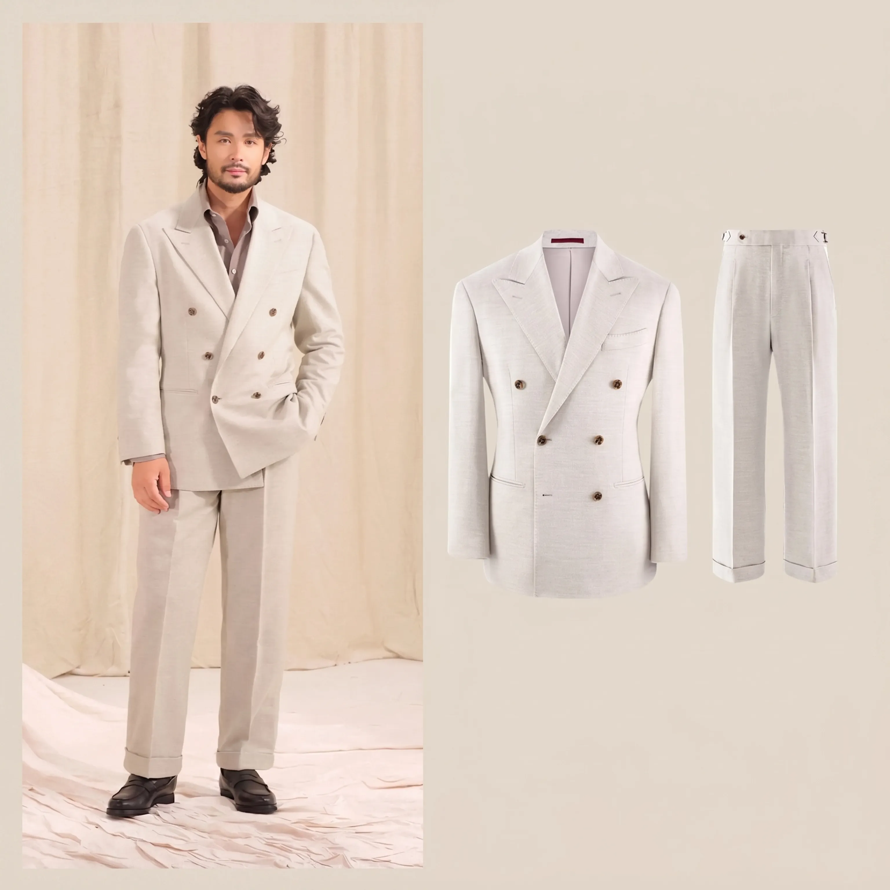 Double-Breasted Herringbone Suit - Image 11