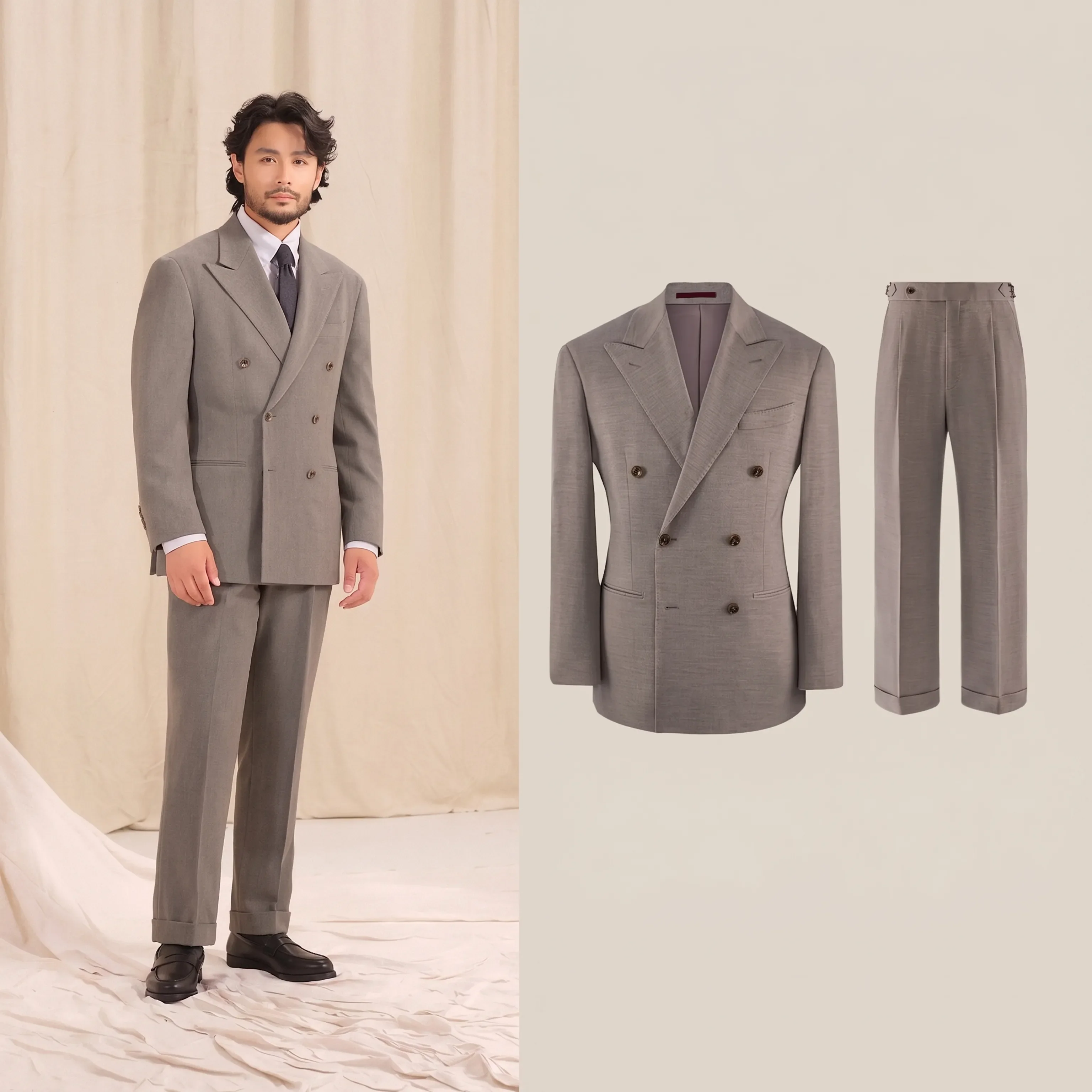 Double-Breasted Herringbone Suit - Image 12
