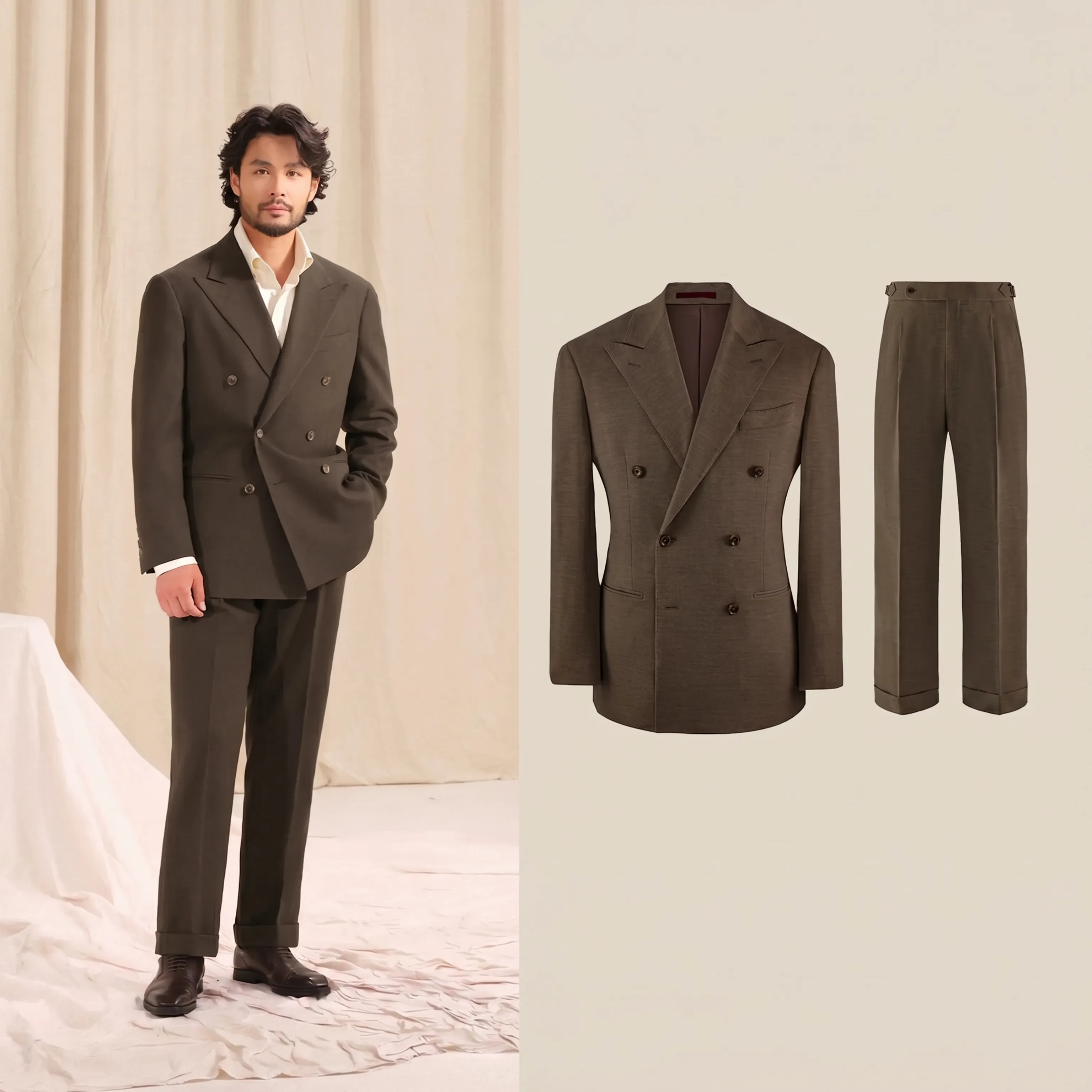 Double-Breasted Herringbone Suit - Image 13