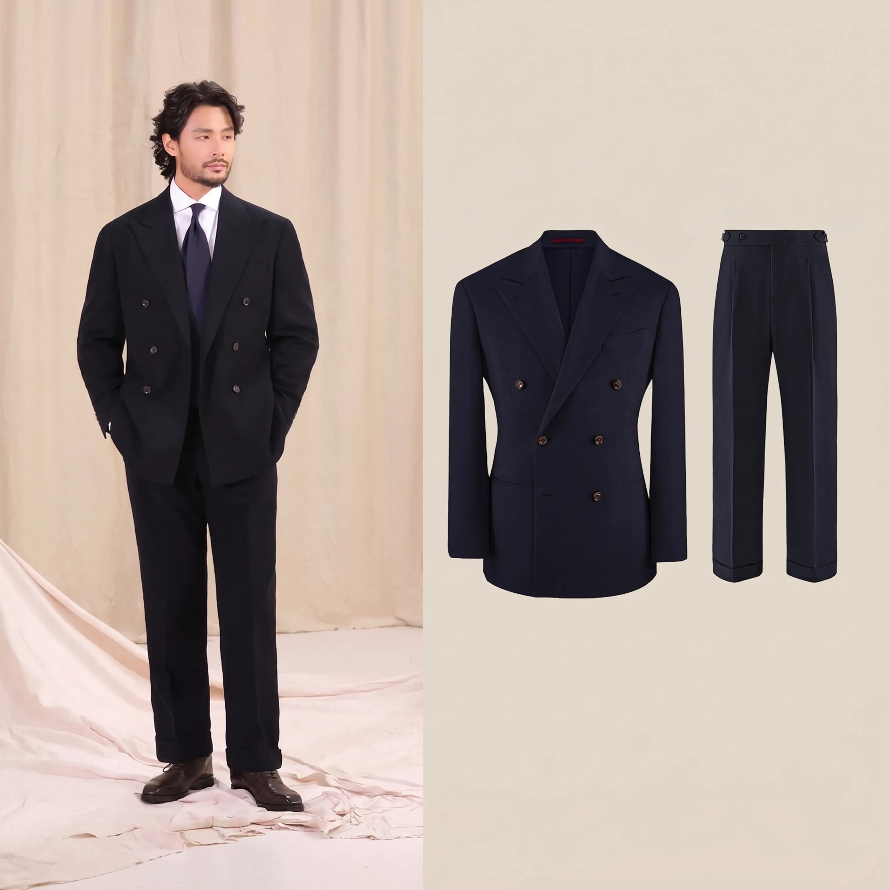 Double-Breasted Herringbone Suit - Image 14