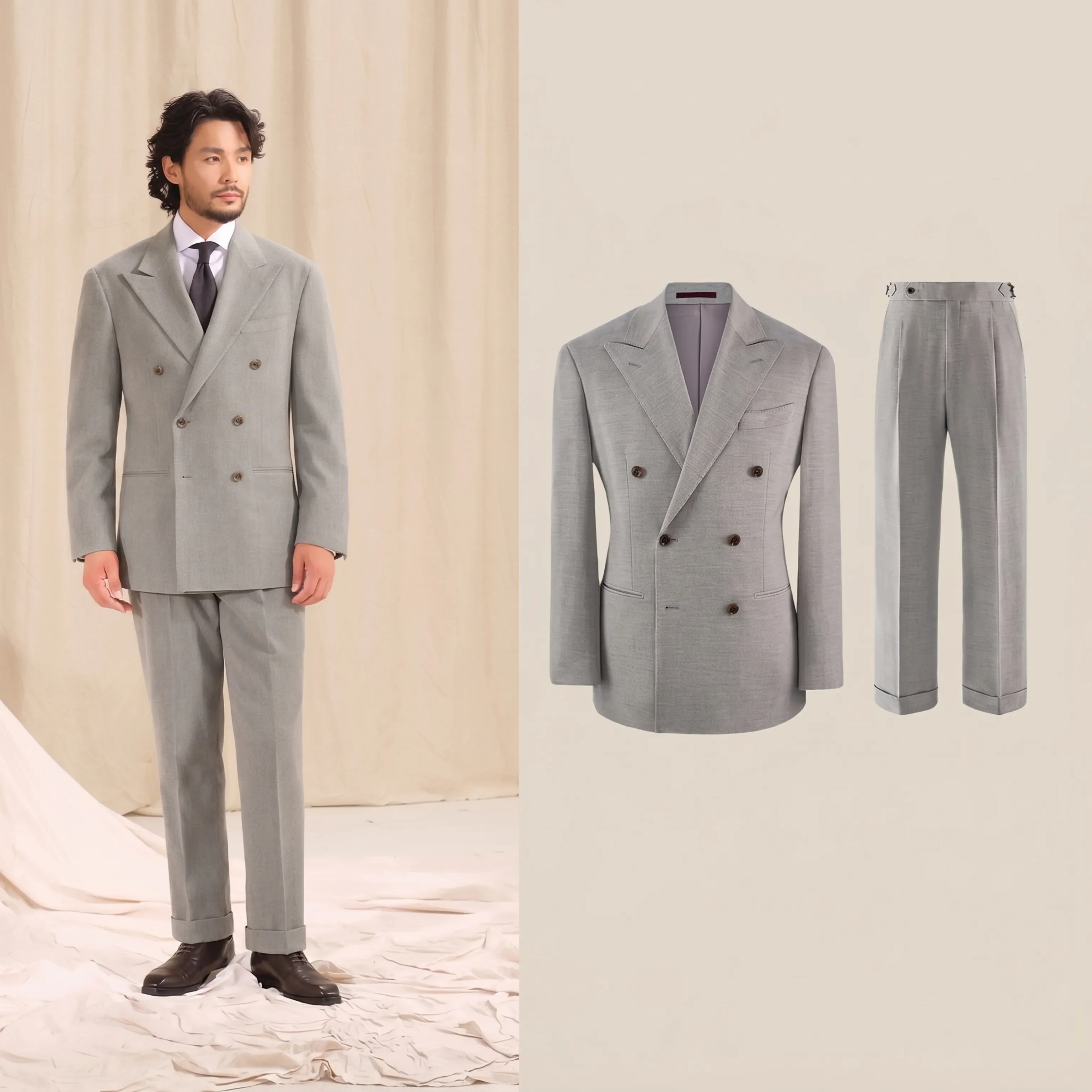 Double-Breasted Herringbone Suit - Image 15