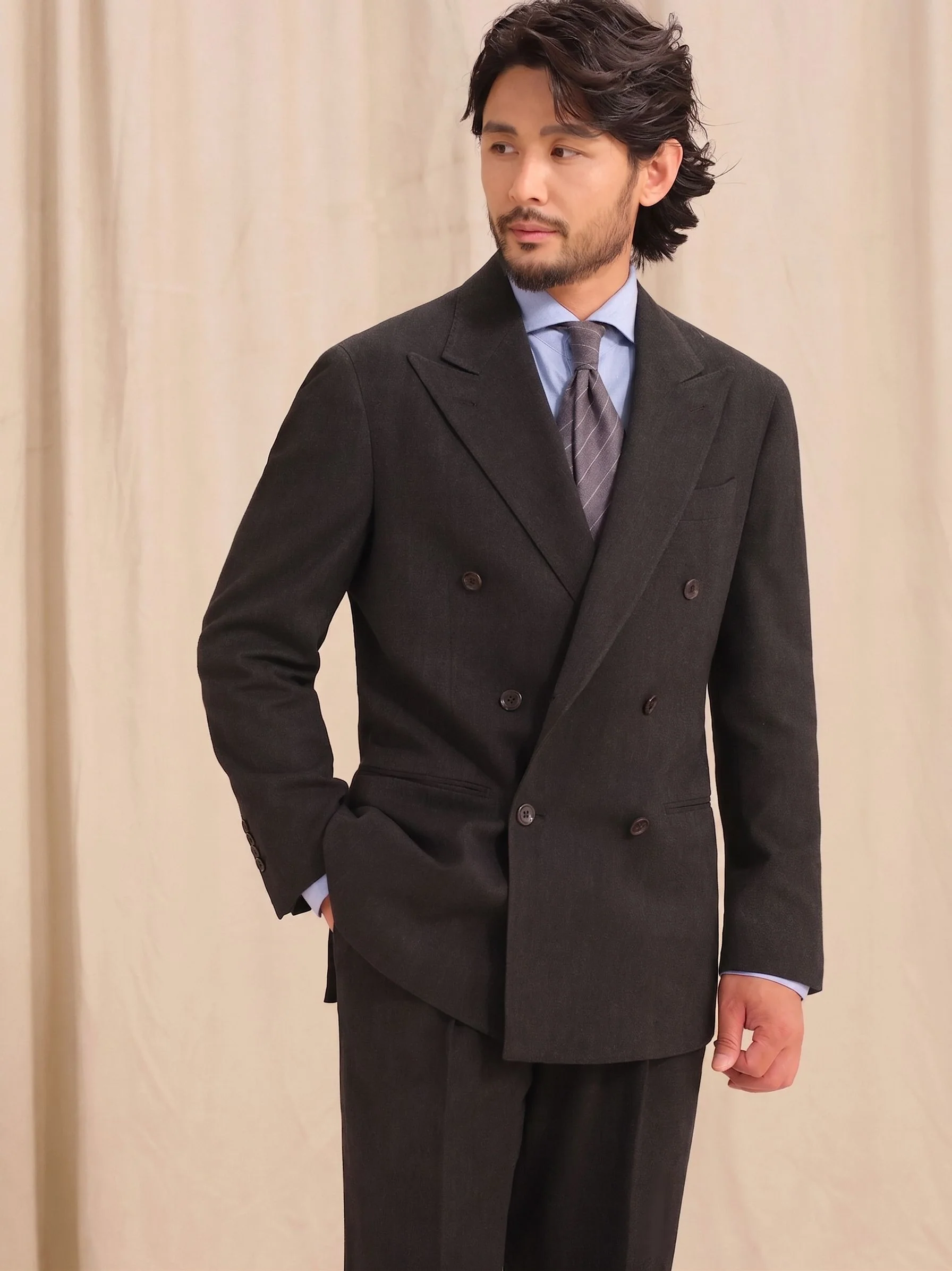 Double-Breasted Herringbone Suit - Image 2
