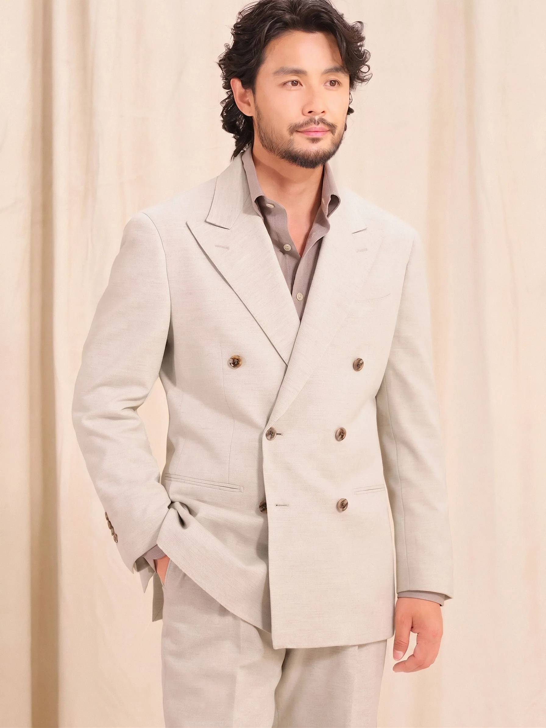 Double-Breasted Herringbone Suit - Image 3