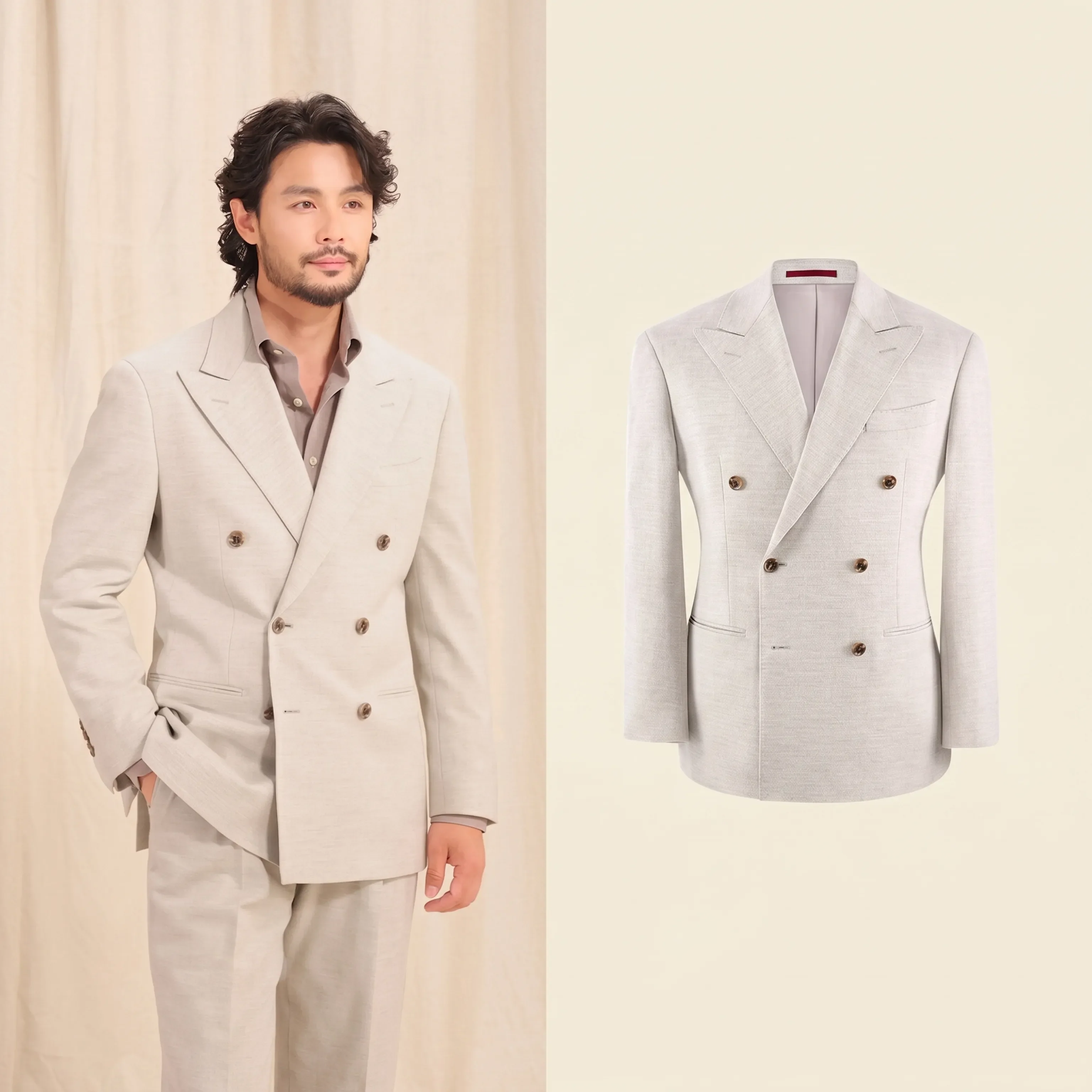 Double-Breasted Herringbone Suit - Image 4