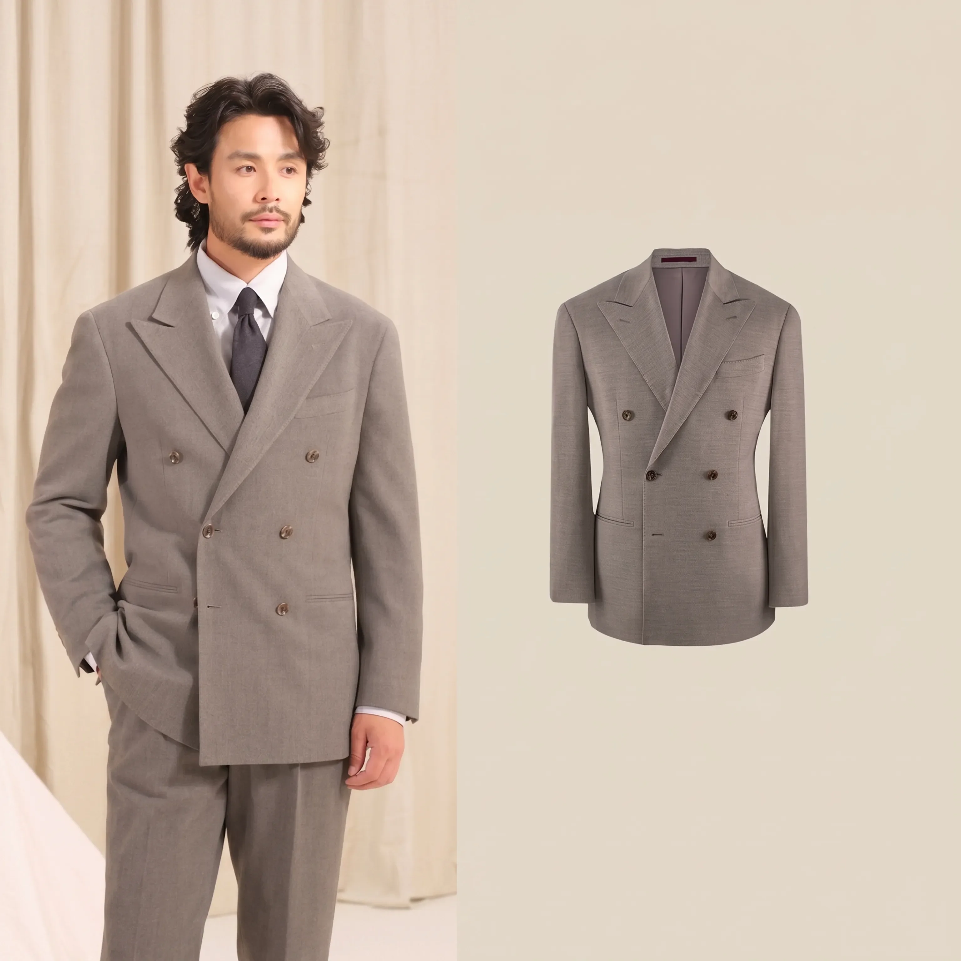 Double-Breasted Herringbone Suit - Image 5