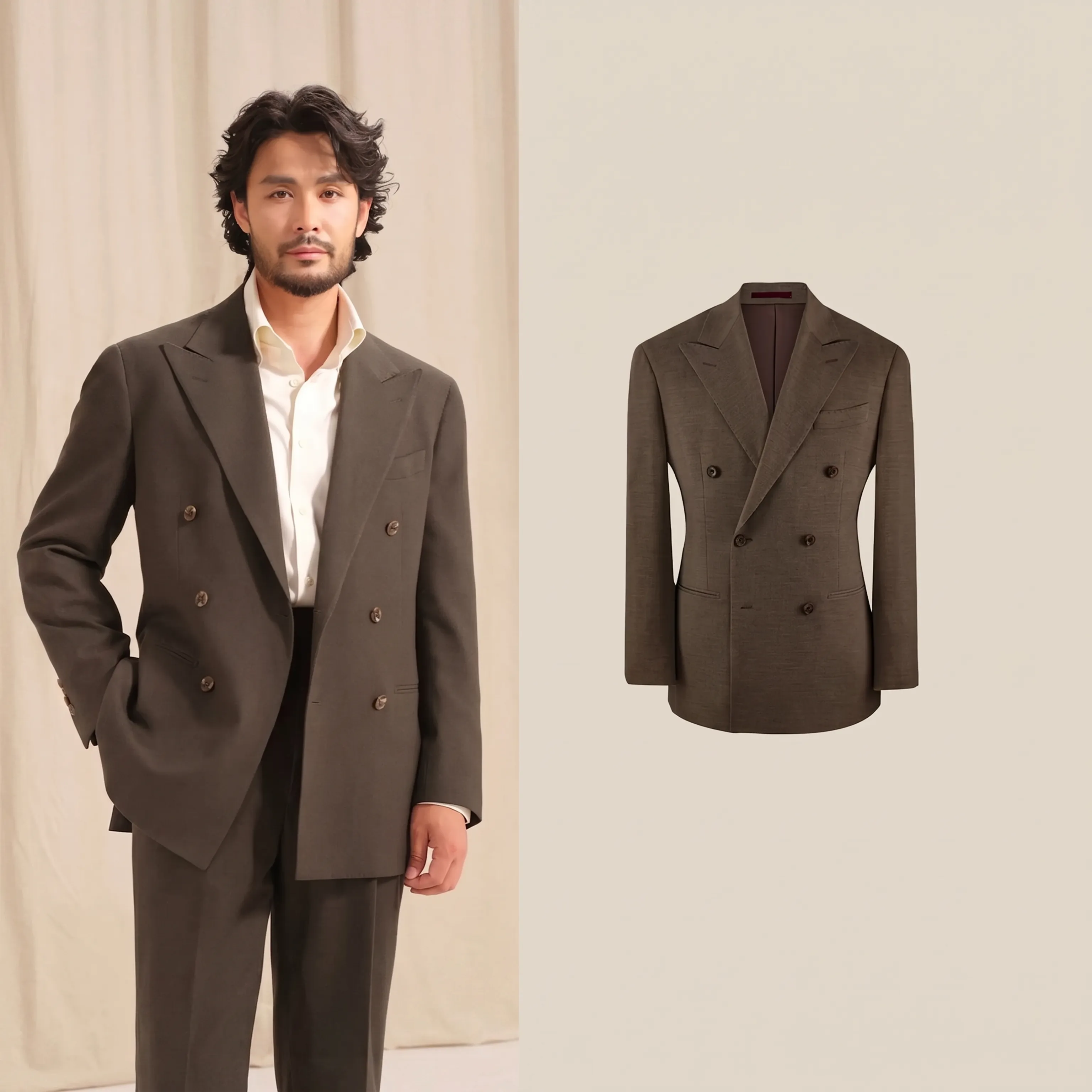 Double-Breasted Herringbone Suit - Image 6