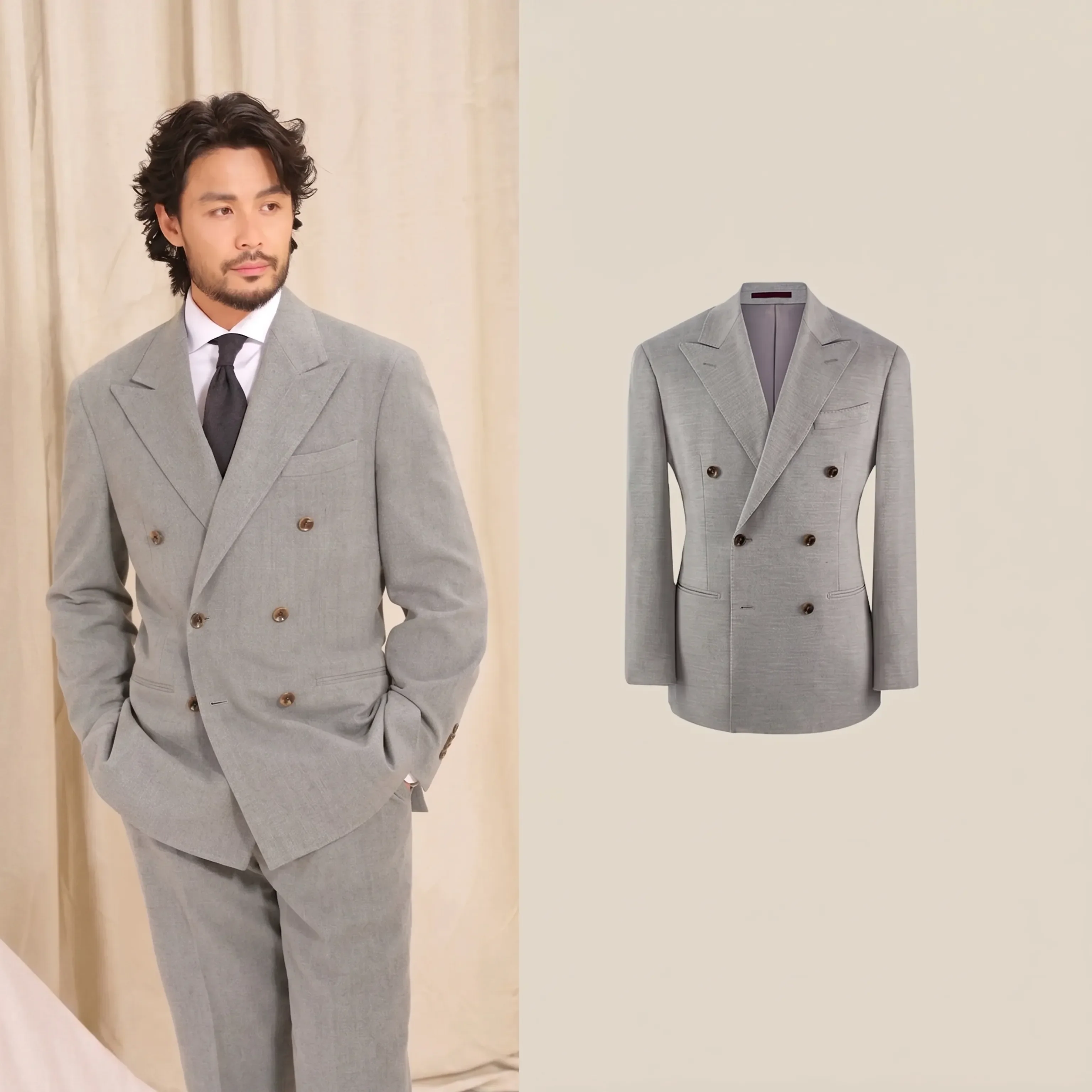Double-Breasted Herringbone Suit - Image 8