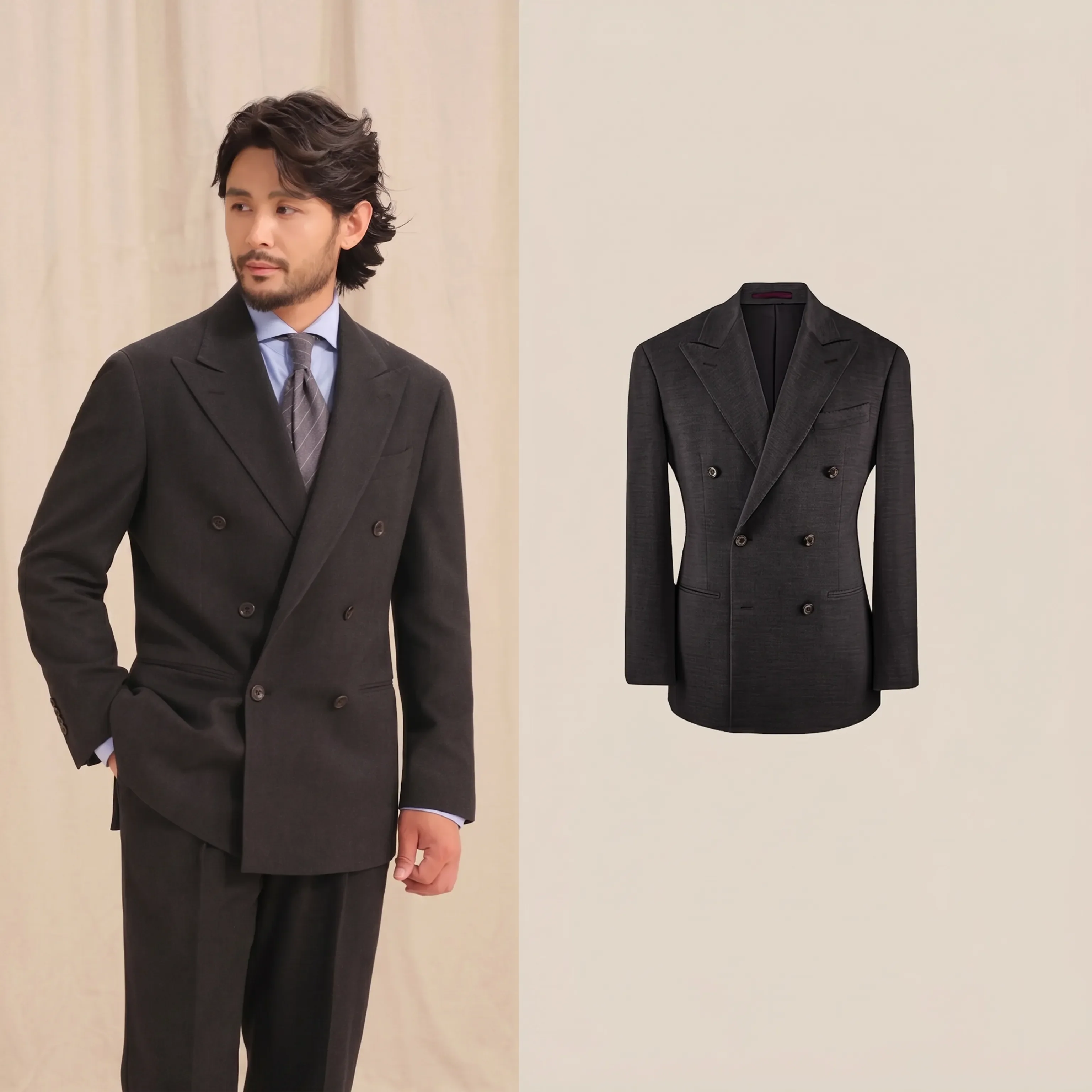Double-Breasted Herringbone Suit - Image 9