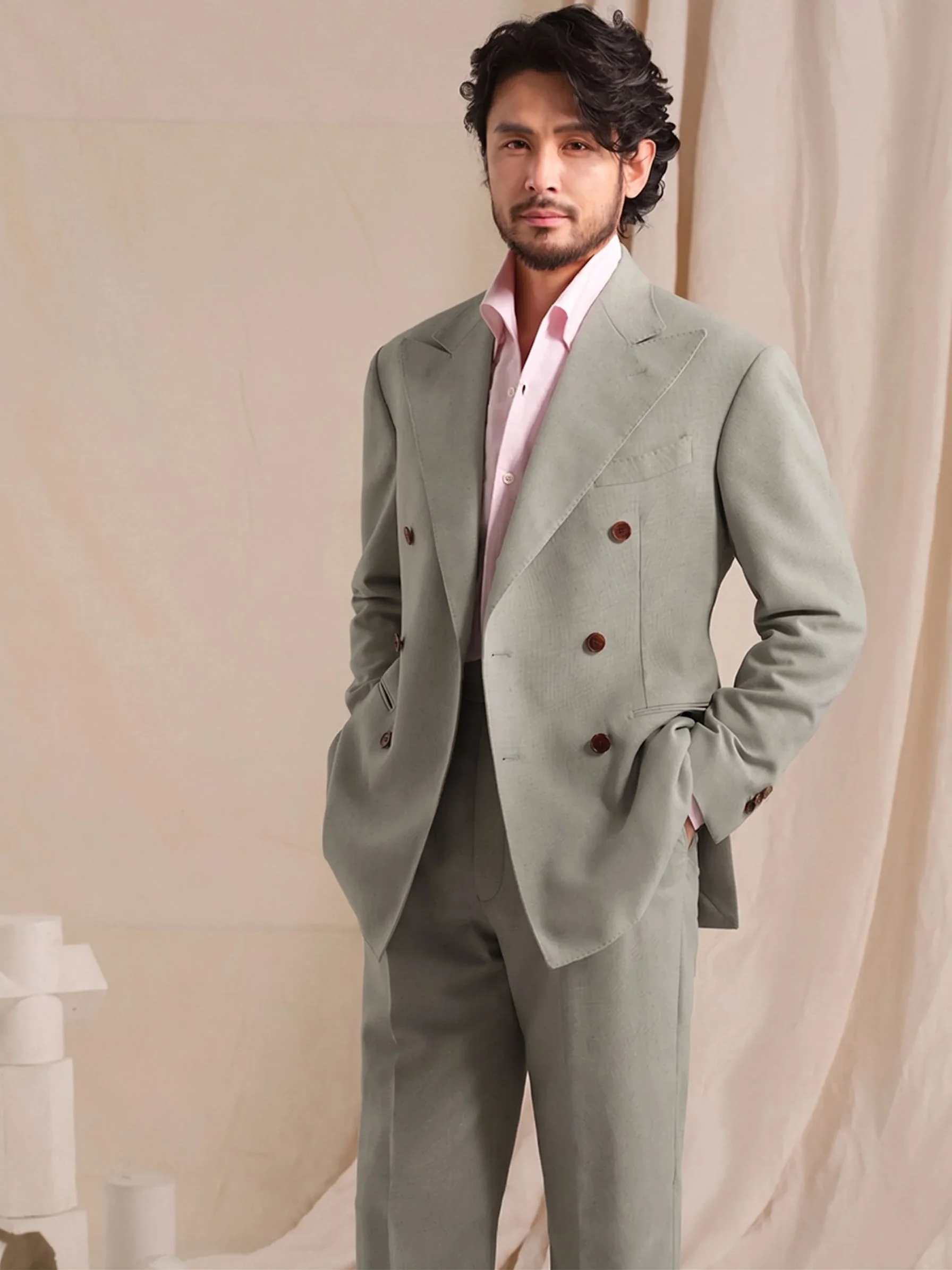 Double-Breasted Linen Blazer