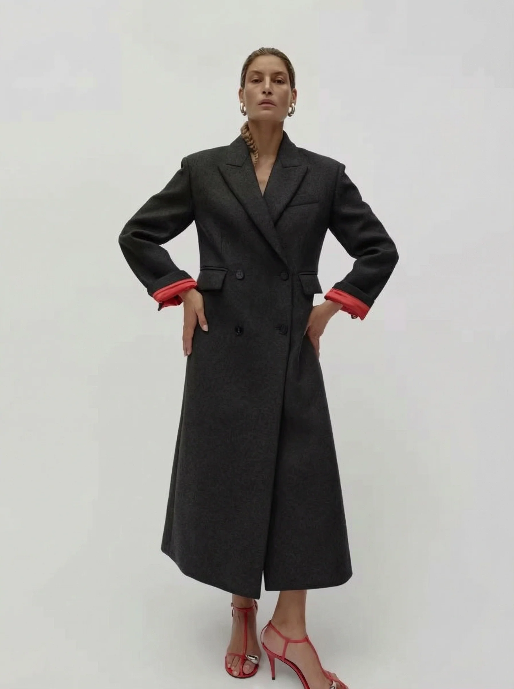 Double-Breasted Long Coat - Image 3