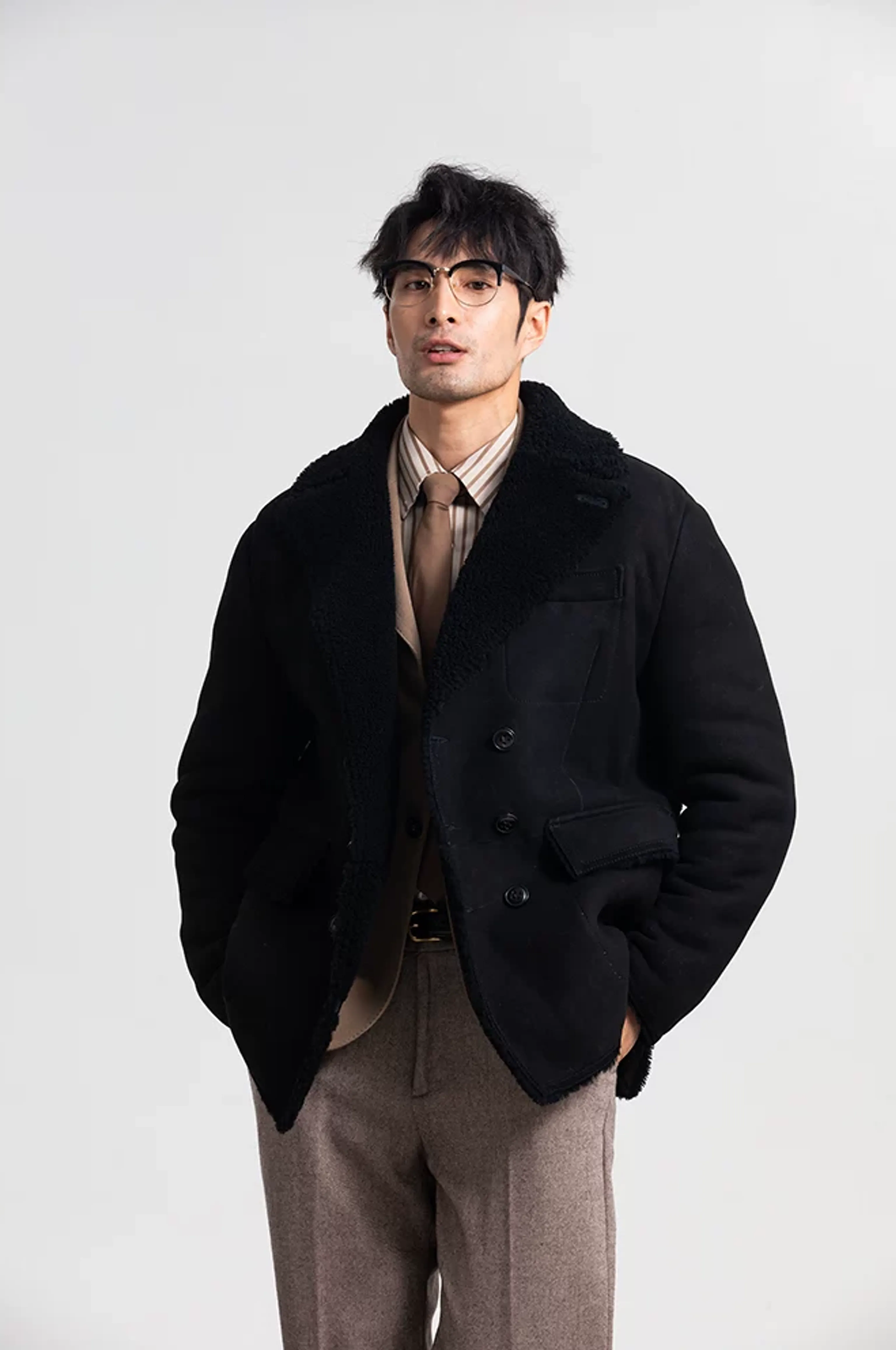 Double-Breasted Merino Shearling Coat - Image 2