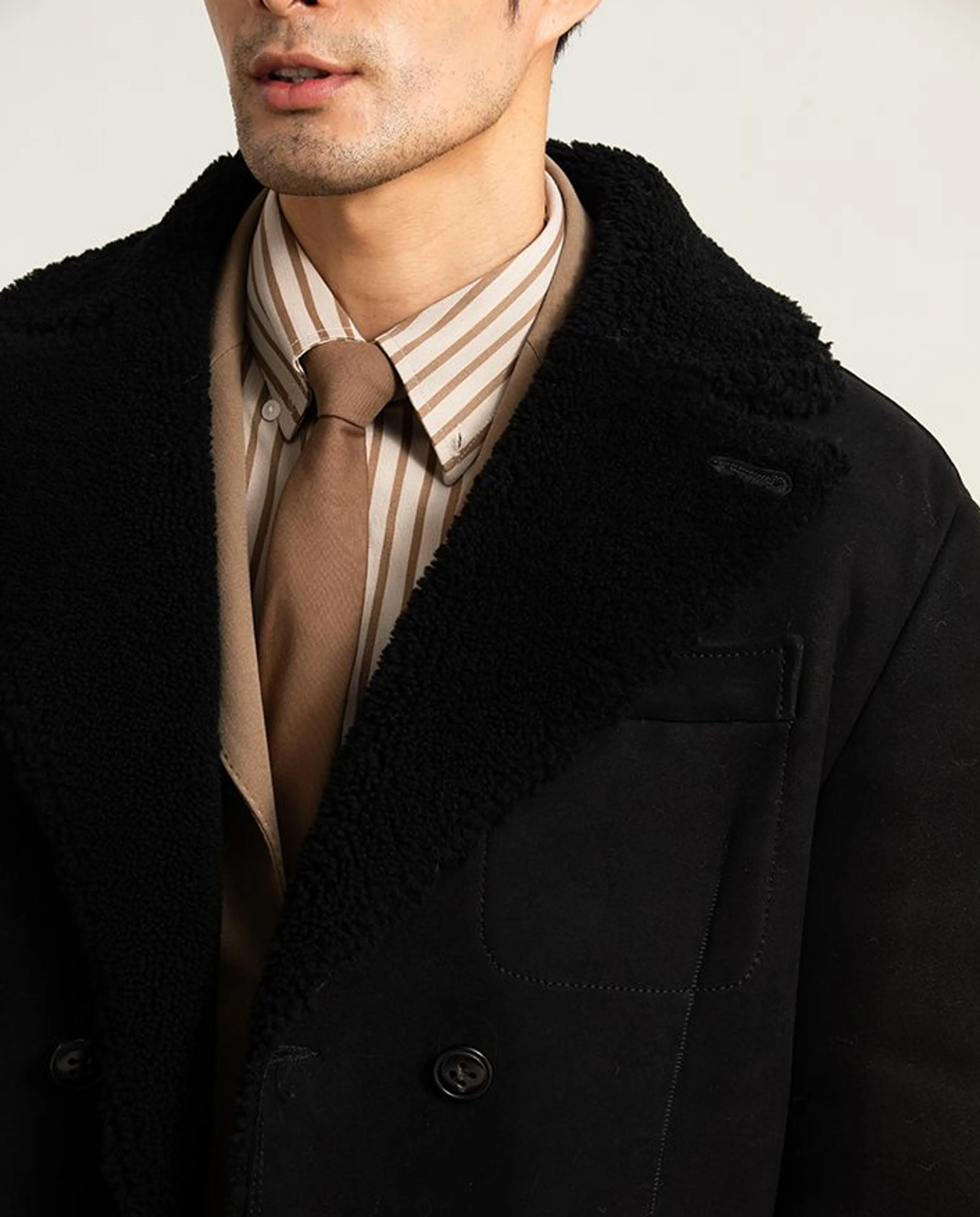 Double-Breasted Merino Shearling Coat - Image 6