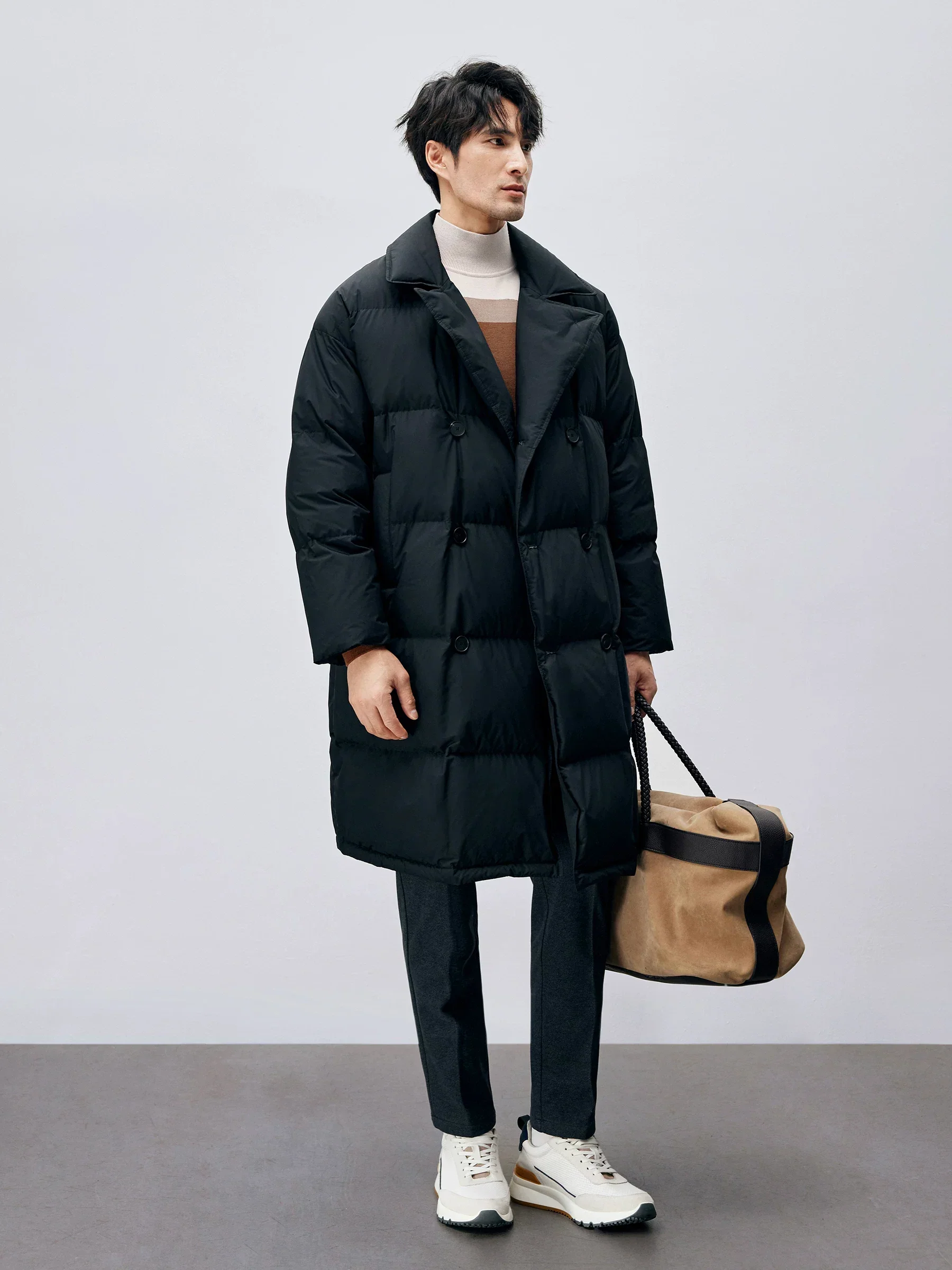Double-Breasted Mid-Length Goose Down Coat - Image 2