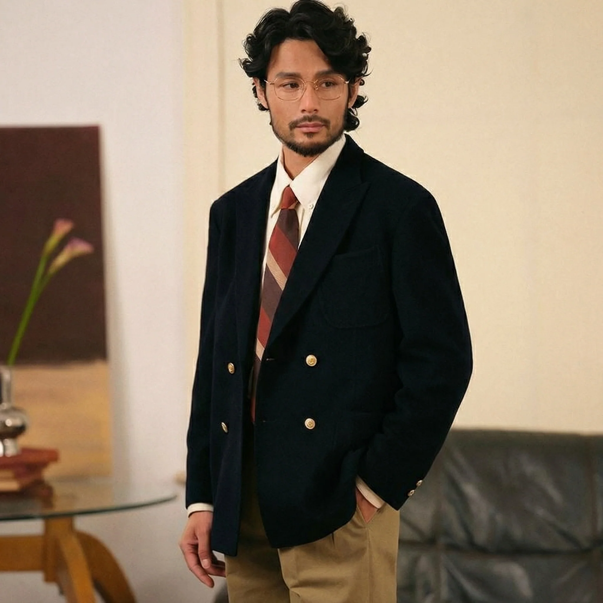 Double-Breasted Navy Blazer - Image 2