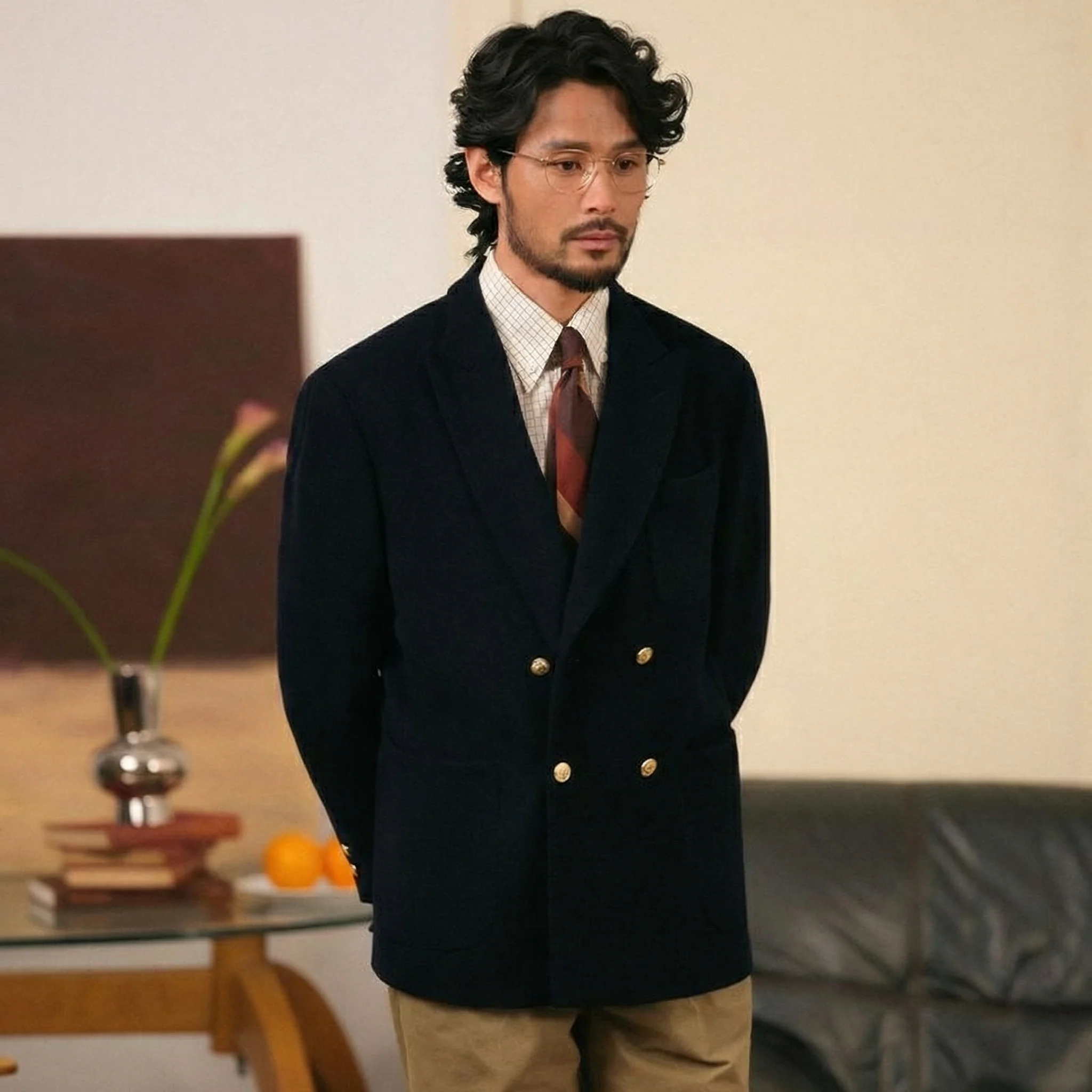 Double-Breasted Navy Blazer - Image 3