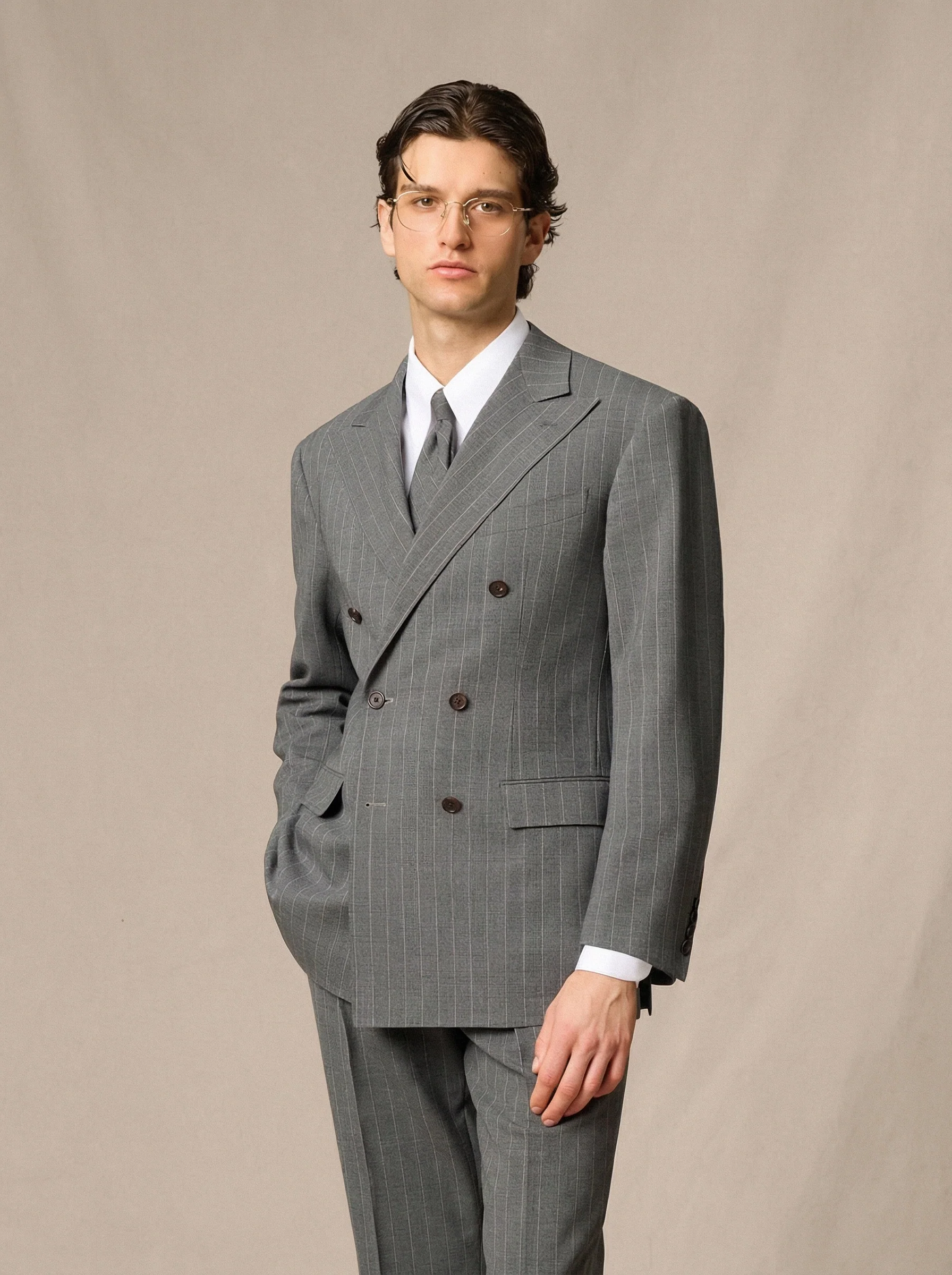Double-Breasted Pinstripe Suit