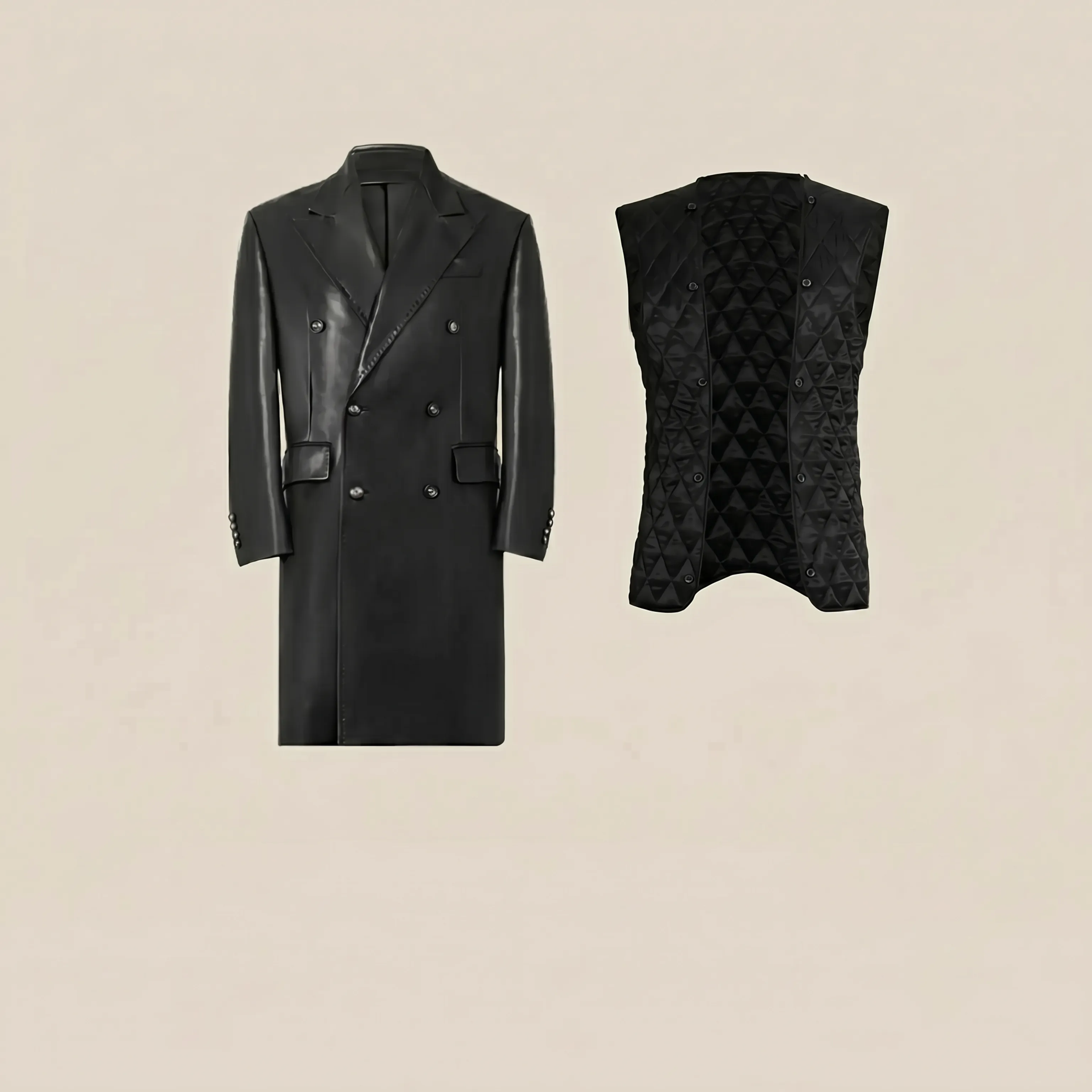 Double-Breasted PU Coat - Image 10
