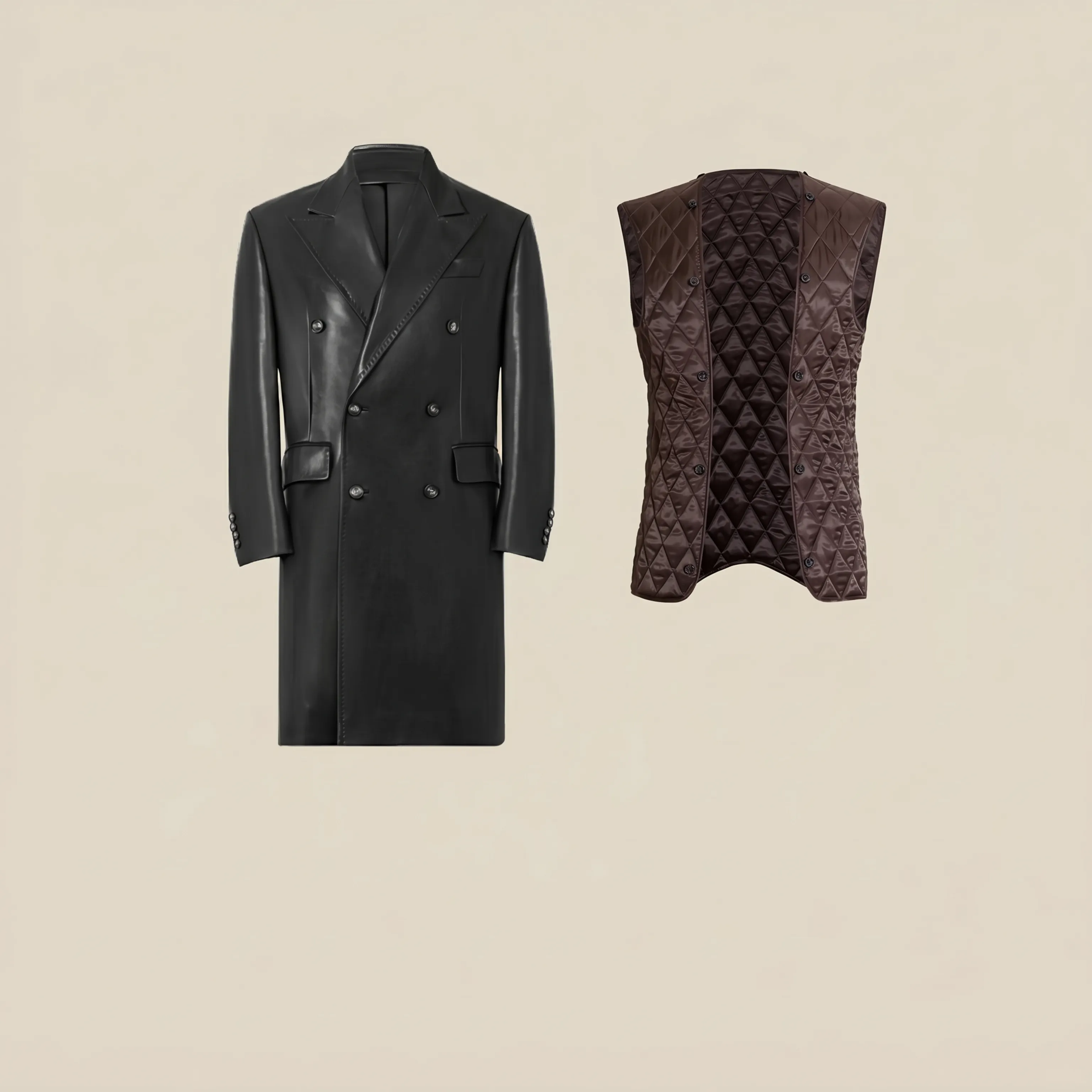 Double-Breasted PU Coat - Image 11