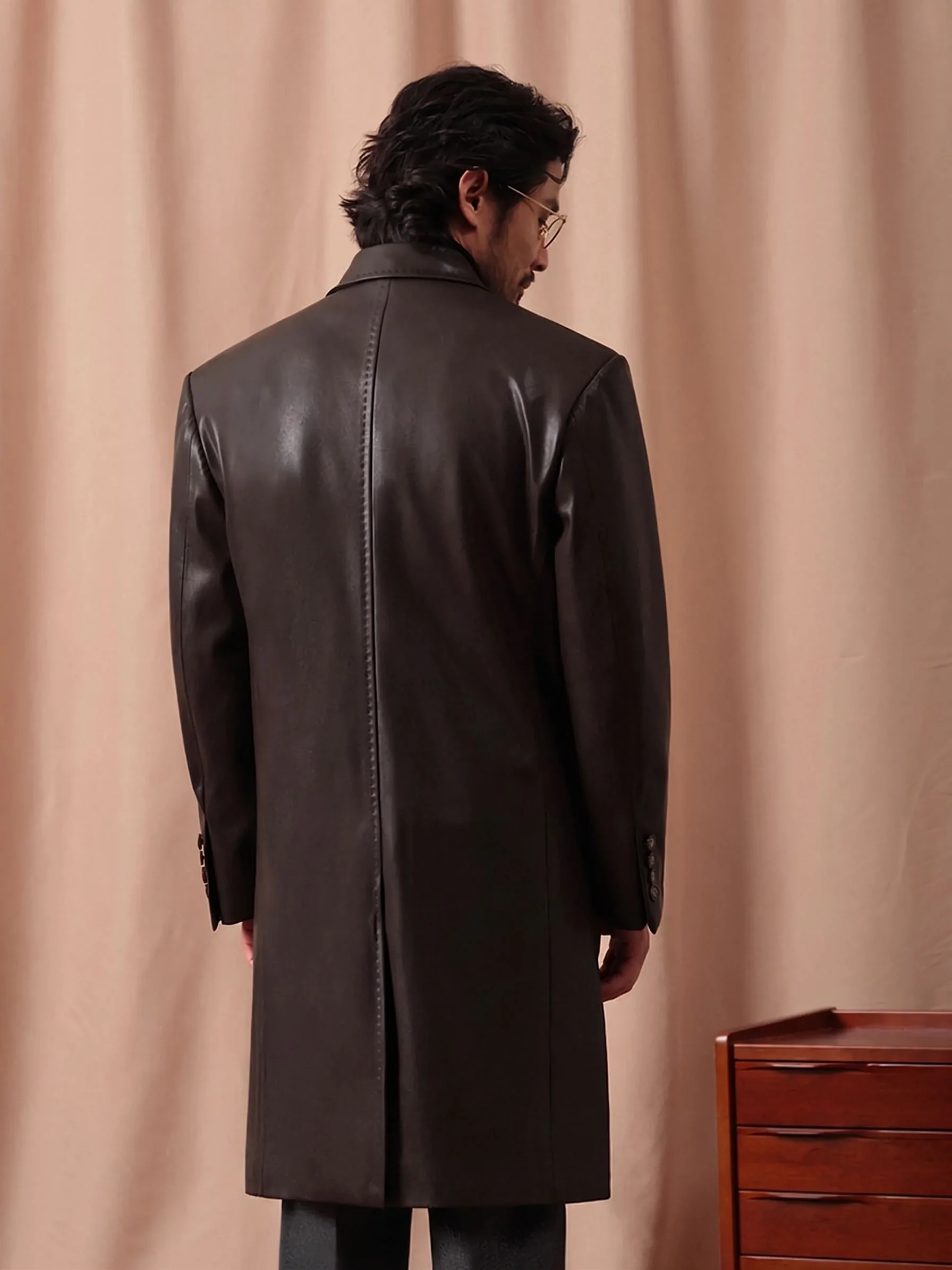 Double-Breasted PU Coat - Image 4