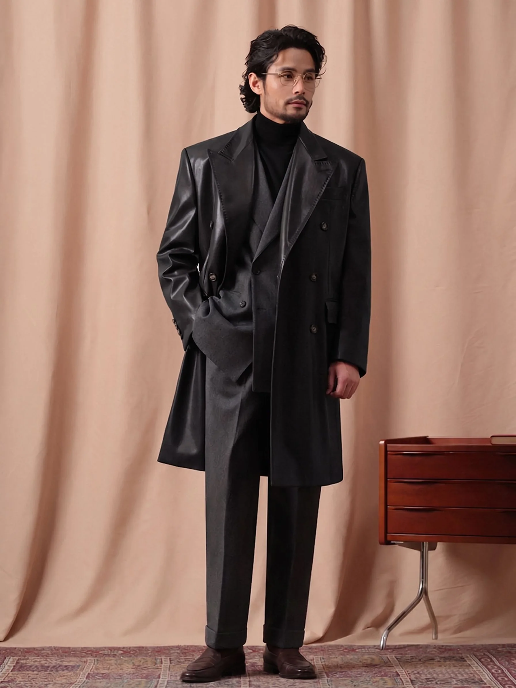 Double-Breasted PU Coat - Image 5