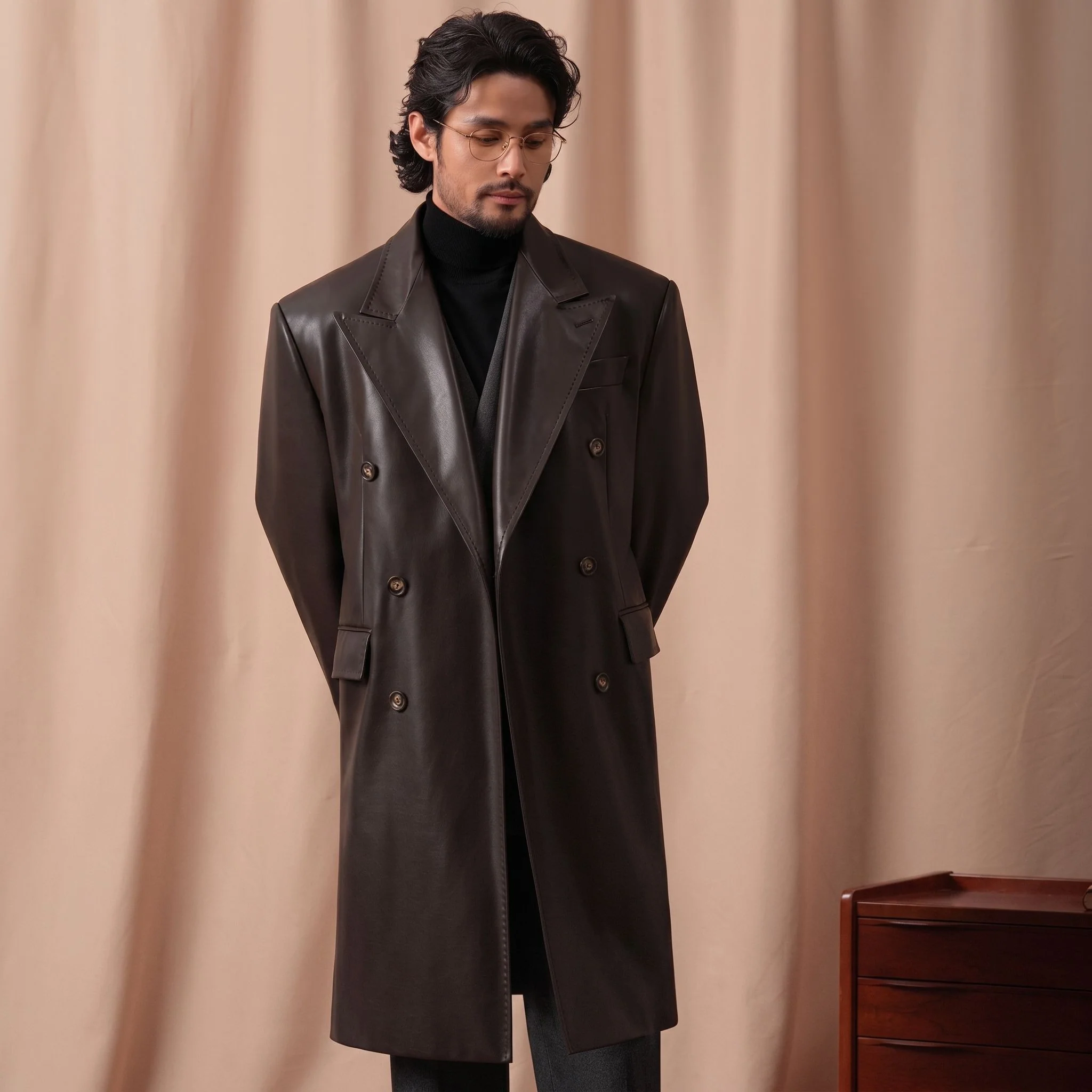 Double-Breasted PU Coat - Image 6